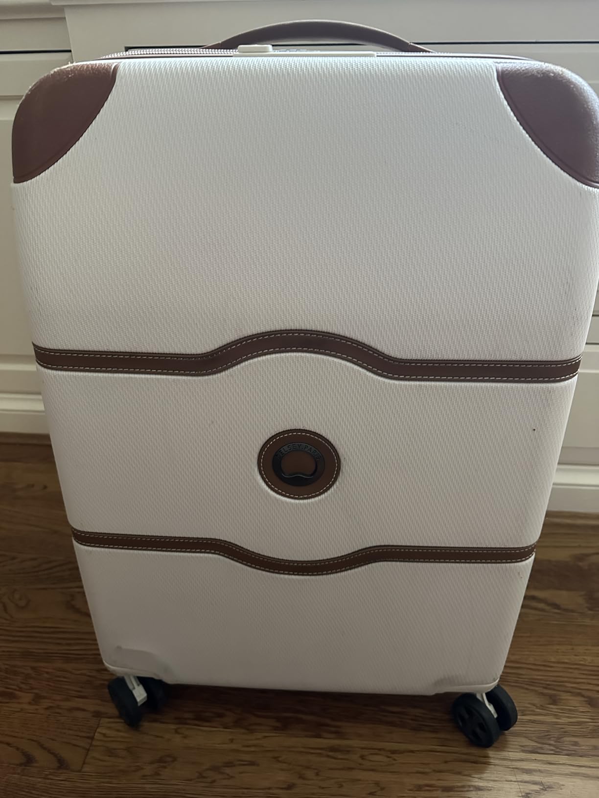 DELSEY PARIS Chatelet Air 2.0 Checked Suitcase 24 Inch Medium, Hardside Polycarbonate Luggage, Dual-Density Spinner Wheels, TSA Lock, Angora customer photo 2