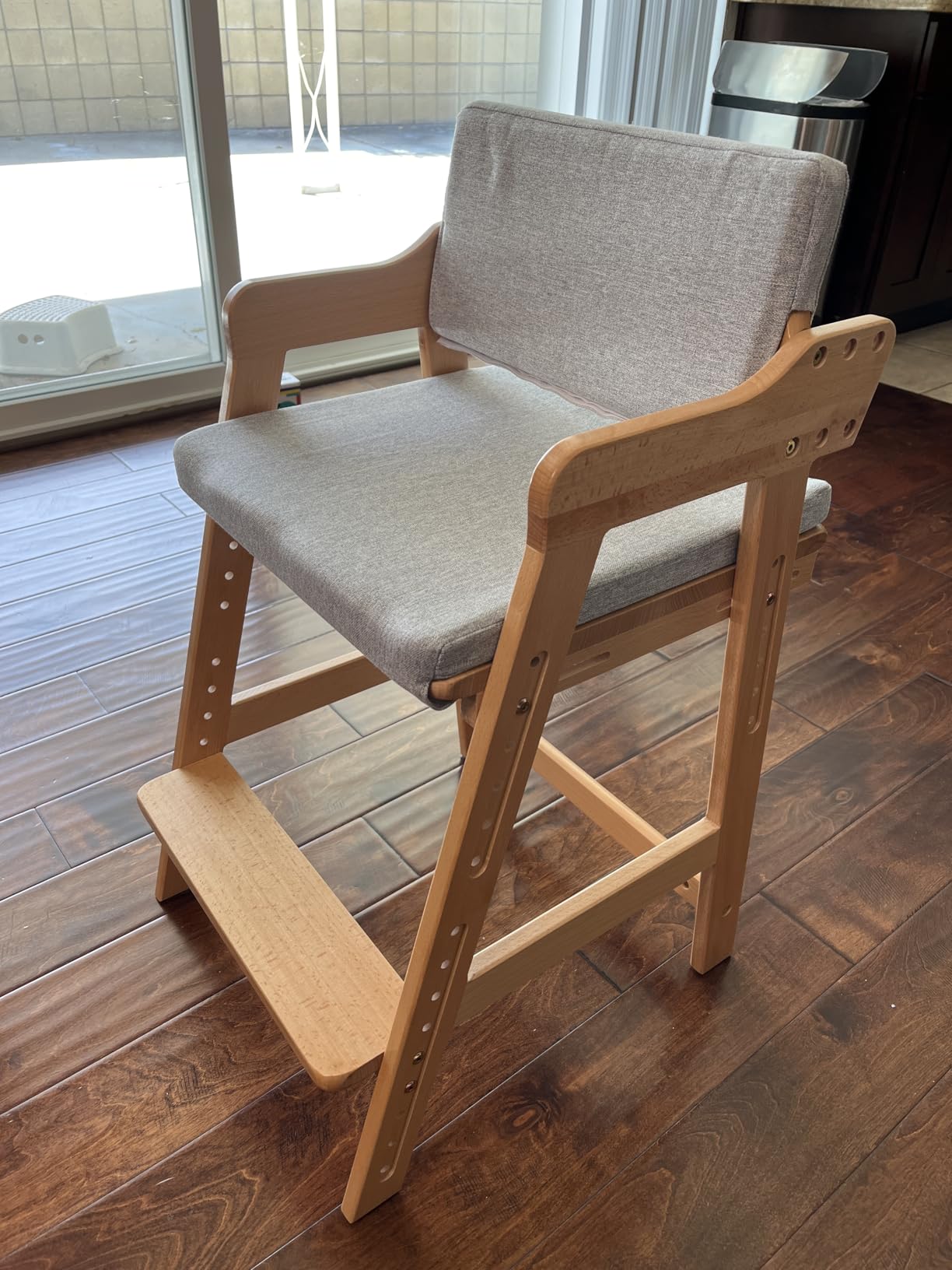Ezebaby Wooden High Chair for Toddlers to Teens Adjustable Kids Learning Chair with Steps, Child Seats with Removable Cushions (Nut-Brown) customer photo 2