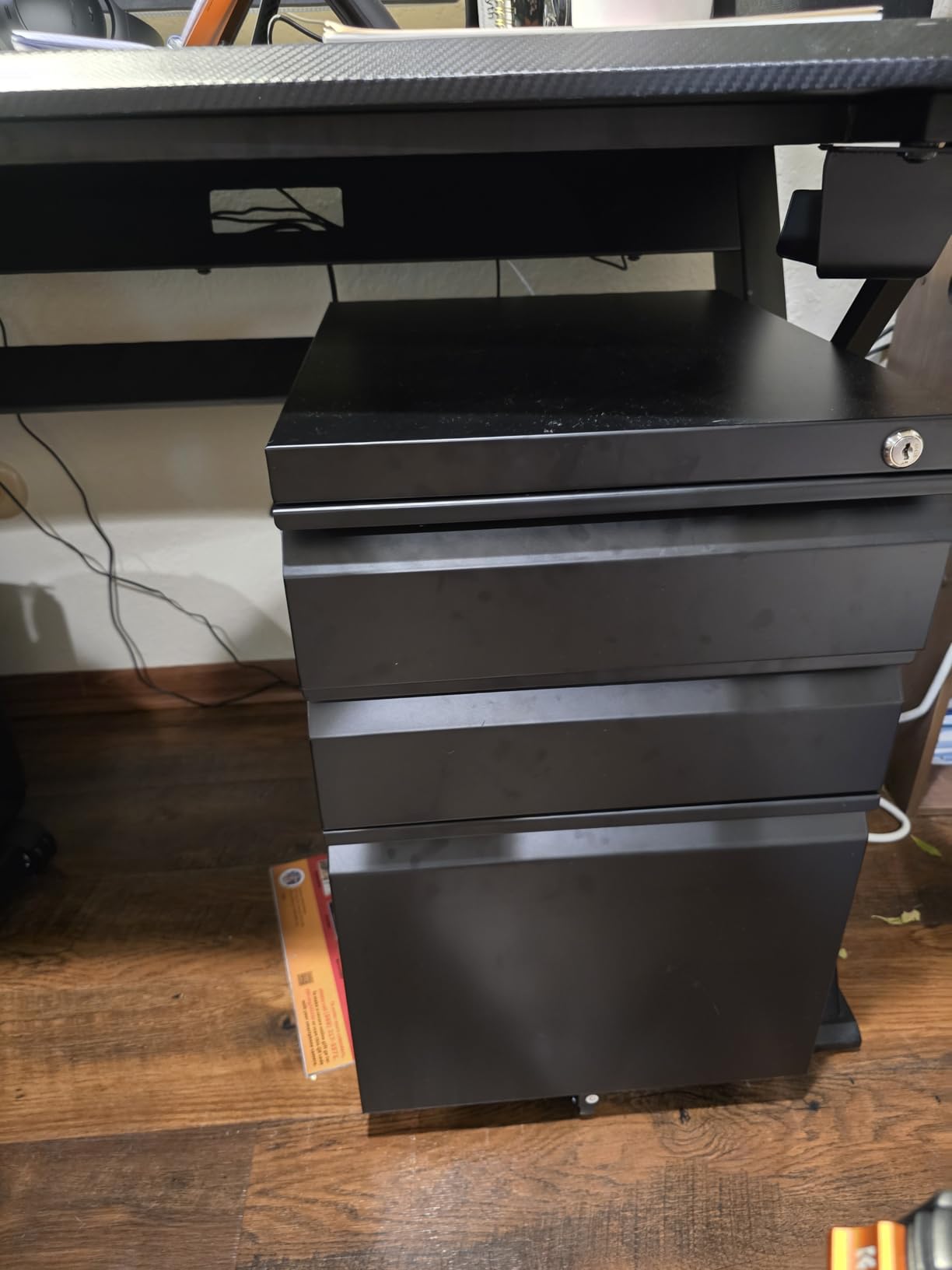 DEVAISE 3 Drawer Mobile File Cabinet with Lock, Fully Assembled Except Casters | Metal Filing Cabinet Under Desk for Home Office, Fits Letter/Legal/A4 Size, Black customer photo 2