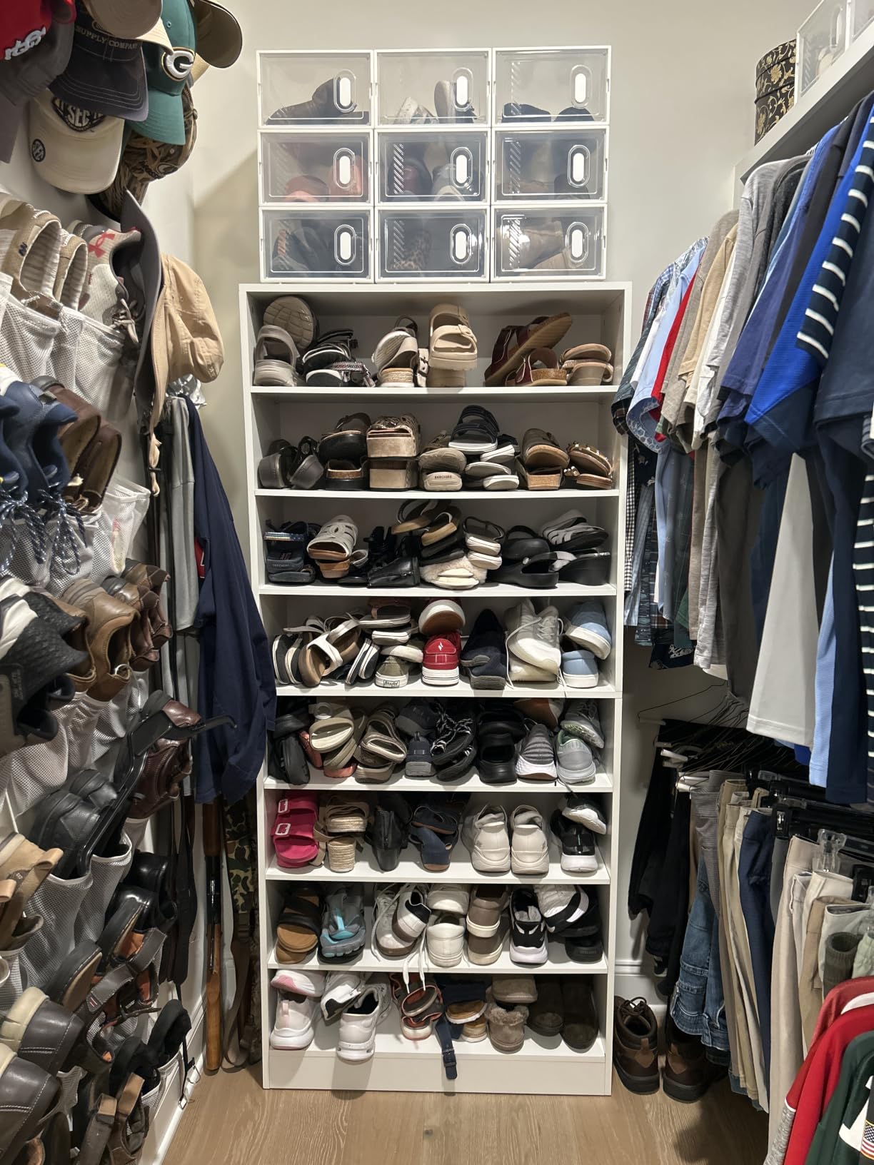 Tribesigns Shoe Cabinet, 9 Tiers 40-45 Pairs Heavy Duty Wood Freestanding Shoe Storage Cabinet, 70.8'' Tall Shoe Organizer with Open Storage for Entryway, White customer photo 1