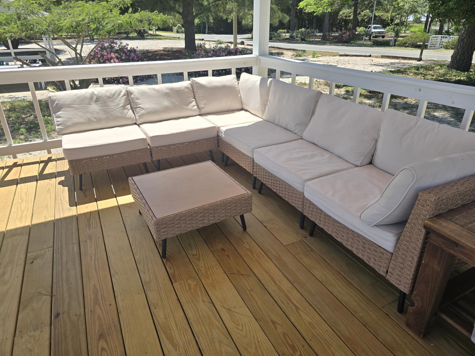 LAUSAINT HOME Outdoor Patio Furniture, 8 Piece Outdoor Sectional Sofa PE Rattan Wicker Patio Conversation Sets,All Weather Patio Furniture Set with Thick Cushions for Garden, Poolside, Backyard(Beige) customer photo 1