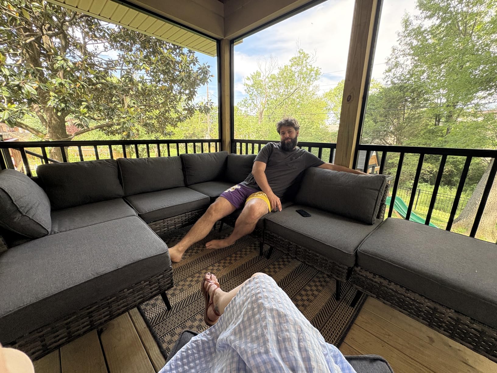 LAUSAINT HOME Outdoor Patio Furniture, 8 Piece Outdoor Sectional Sofa PE Rattan Wicker Patio Conversation Sets,All Weather Patio Furniture Set with Thick Cushions for Garden, Poolside, Backyard(Beige) customer photo 2