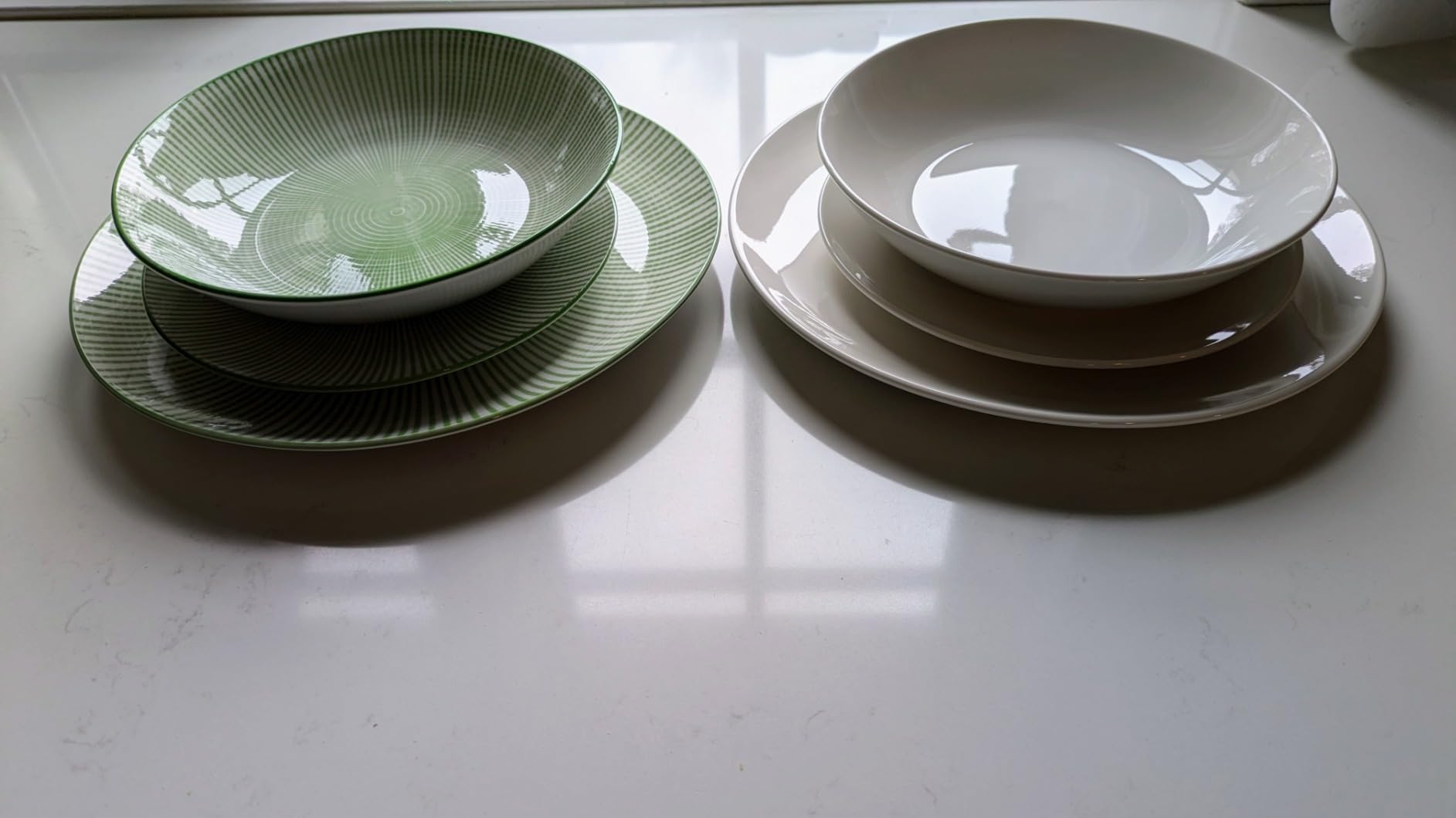Bestone Porcelain Dinnerware Sets Service for 4, 12 pcs Hand drawn Plates and Bowls Sets, Handmade Ceramic Dish Set, Chip Resistant Modern Plate Set, Dishwasher/Microwave Safe, Gray customer photo 2