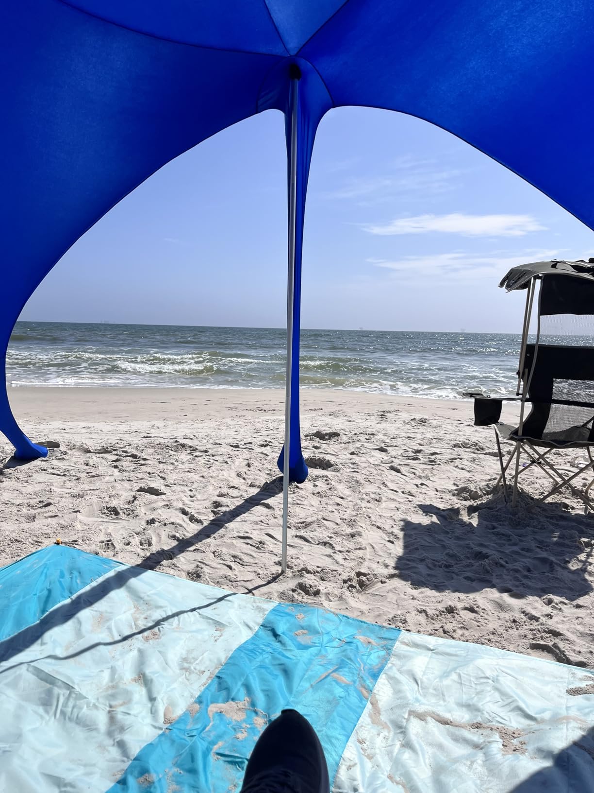 Osoeri Beach Tent, 20 x 13ft Camping Sun Shelter UPF50+ with 8 Sandbags, Sand Shovels, Ground Pegs & Stability Poles, Shade Canopy for Trips, Fishing, Backyard Fun or Picnics, Blue customer photo 2