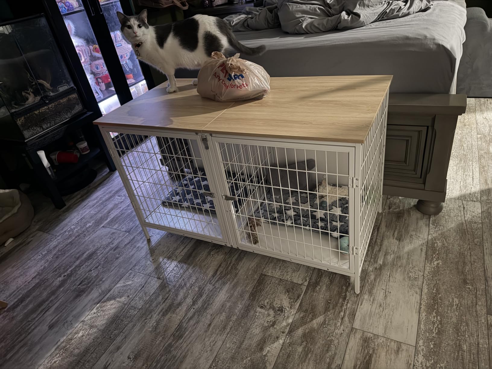 MAHANCRIS Dog Crate Furniture for 2 Dogs, 43.3
