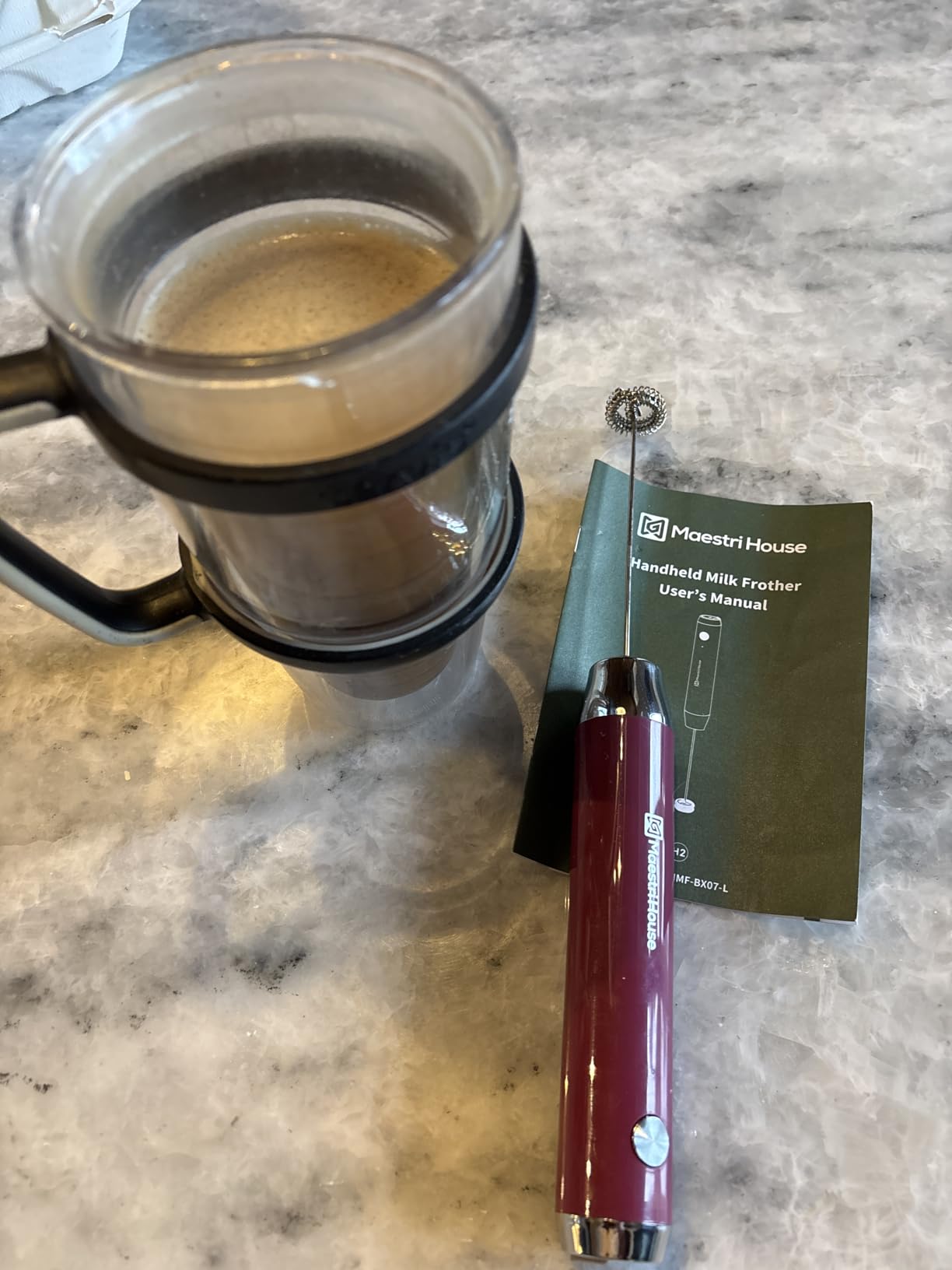 Maestri House LunaFro Lite Rechargeable Milk Frother,Detachable Whisk | 5500RPM&8000RPM 2 Speed Motor, 1200mAh lithium battery, frother Handheld for Lattes, Cappuccino customer photo 2