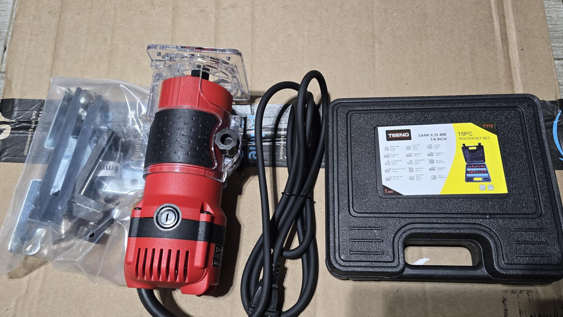 TEENO Wood Router, 6.5Amp 1.25HP Wood Routers for Woodworking, 800W Hand Wood Router Tool, 31000R/MIN Compact Edge Trimmer with 15 1/4