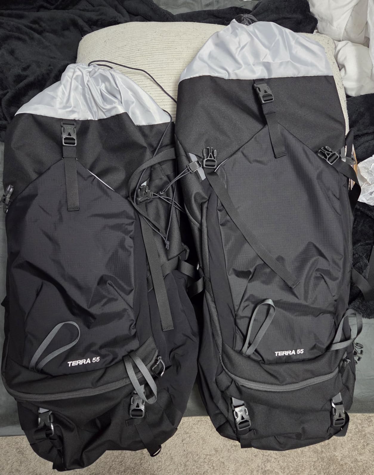 The North Face Terra 55 Backpack - Unisex Hiking Pack, Cinch-Top Opening with Zipper, Pole & Ice Axe Attachments, TNF Black/Asphalt Grey-NPF, Large/X-Large customer photo 2
