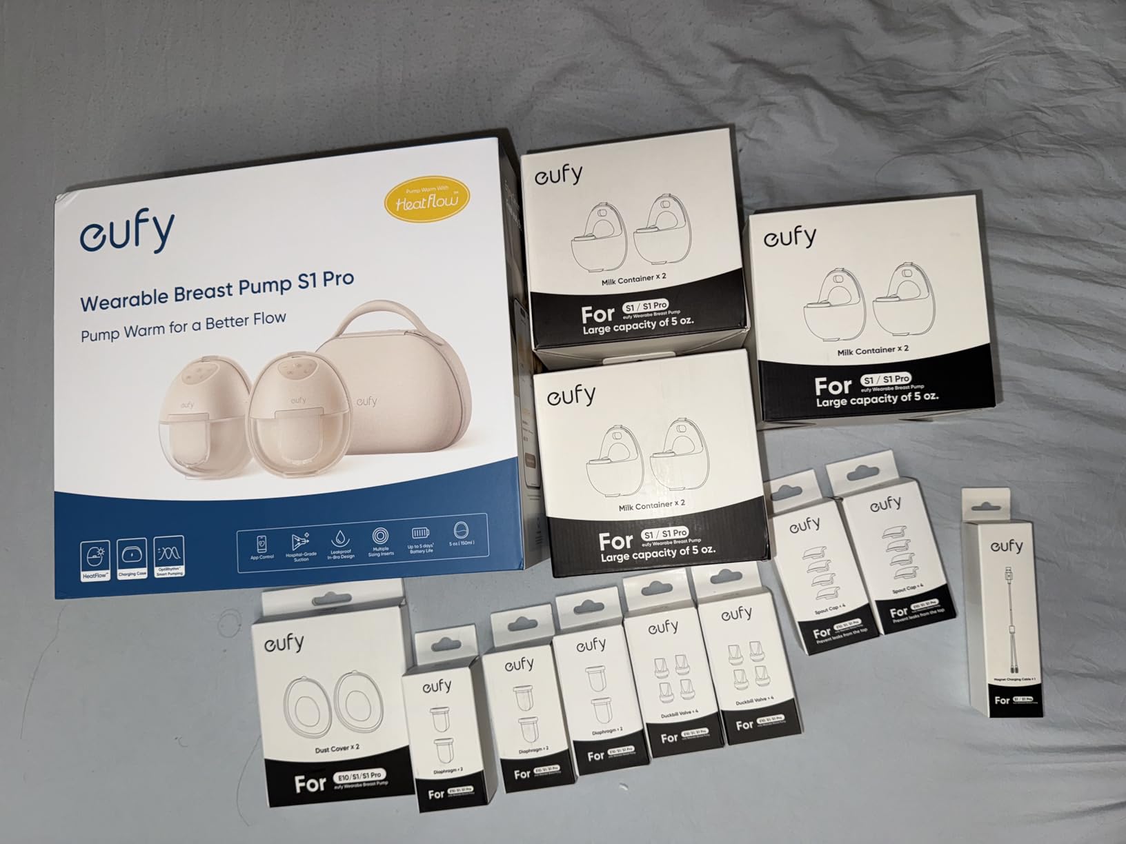 eufy Security Heated Wearable Breast Pump S1 Pro, Charging Case, Hands-Free | HeatFlow, 5-Day Battery, App DIY Rhythm, 300mmHg customer photo 1