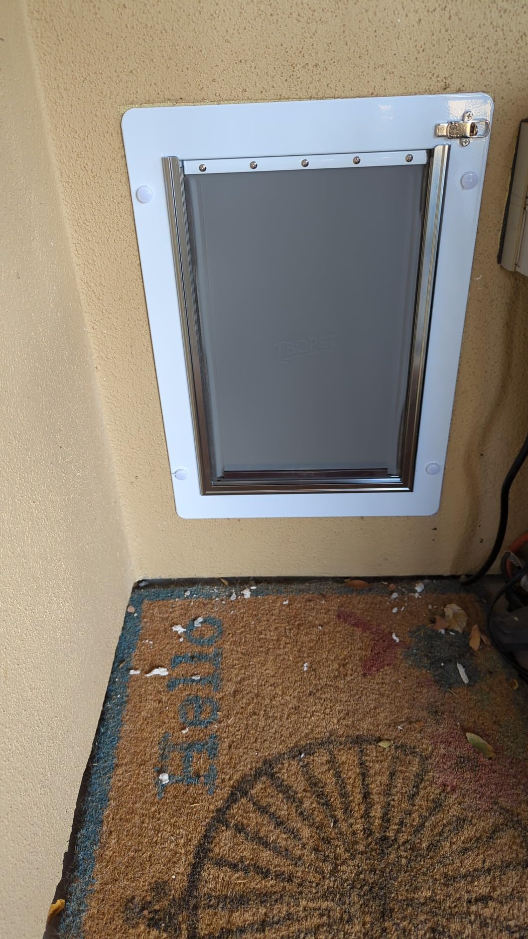 Dog Door for Wall Steel Frame, Telescoping Tunnel & Double Food-Grade Silicone Flaps Pet Door, Doggy Doors with Secure Lock (Pets Up to 40 lbs) - Medium customer photo 1