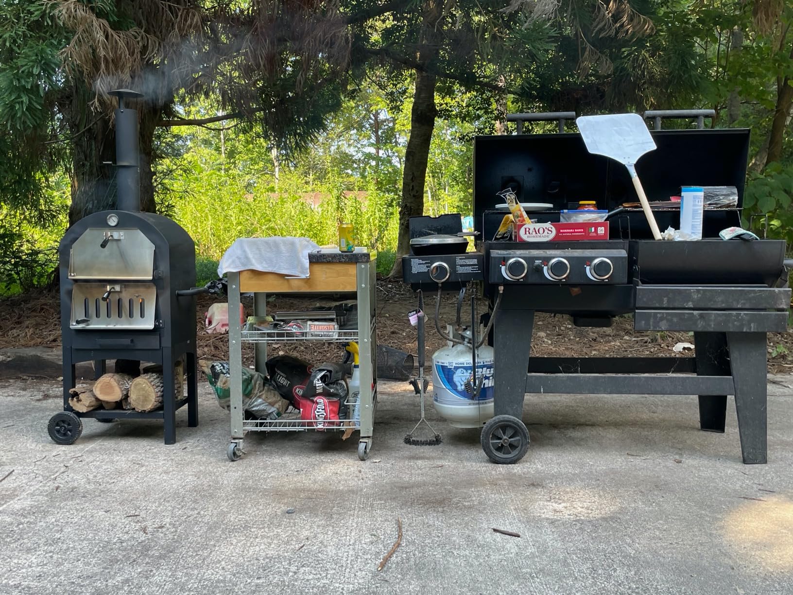 Giantex Pizza Oven Outdoor Wood Fired | Pizza Maker on Wheels with 2 Side Tables, Thermometer, Pizza Stone, Pizza Peel, Cover, Cooking Grids, for BBQ Party Camping customer photo 2