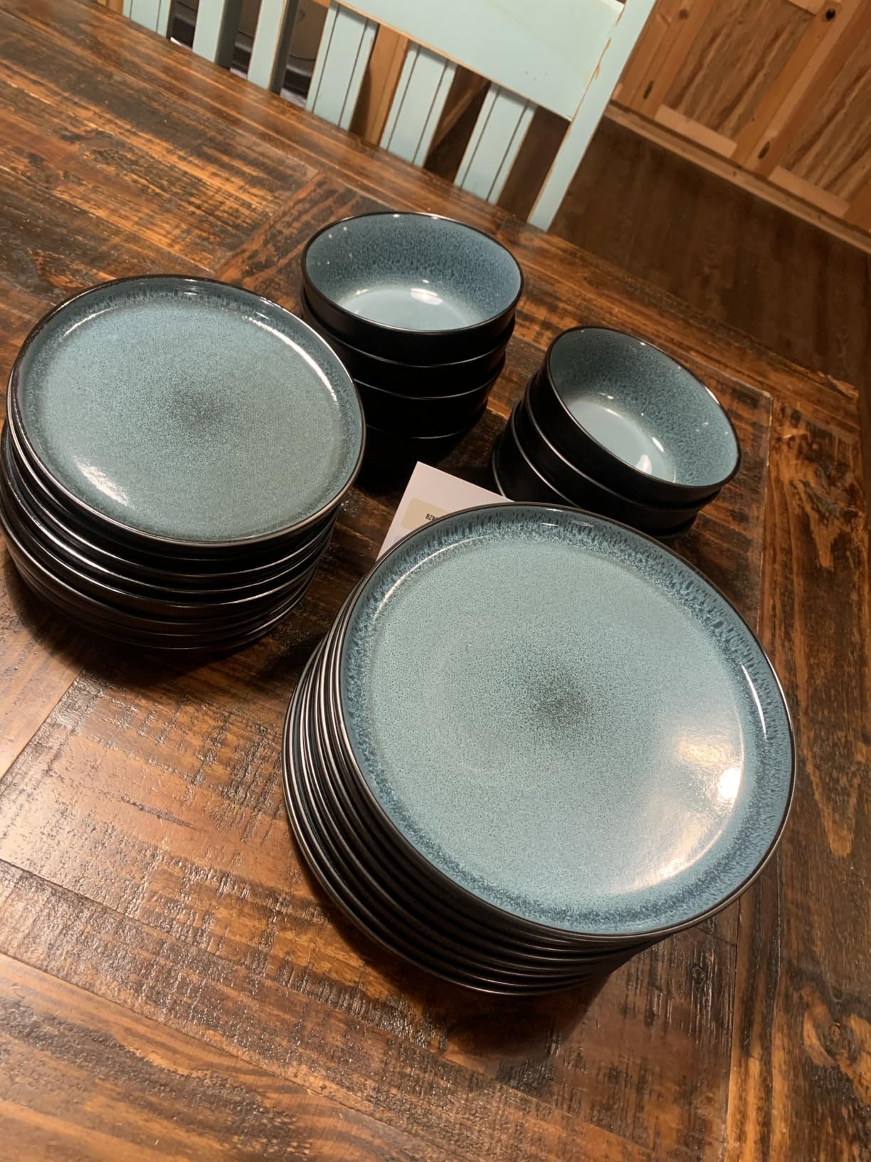 32 Piece Stoneware Dinnerware Set for 8 - Handmade Reactive Glaze Plates and Bowls Set - Chip & Scratch Resistant Dish Set - Dishwasher Microwave Safe - Rustic Beige customer photo 2