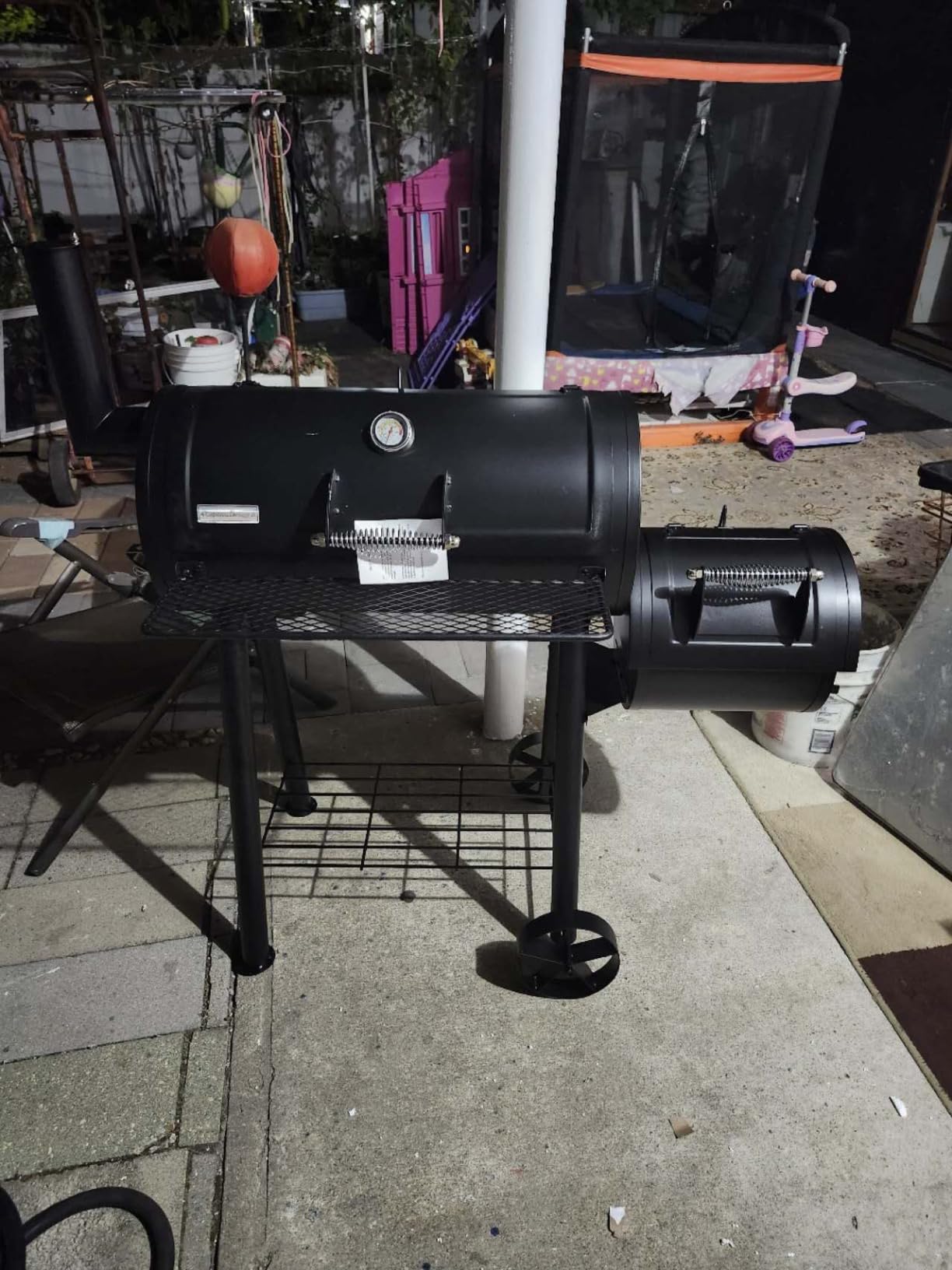 GREEN PARTY Offset Smoker Charcoal Grills with 28 Inch Cook Chamber, Barrel Smoker and Charcoal Grill Combo, 512 Sq. In. Space Barrel Smoker Grill for Outdoor BBQ Patio Backyard Cooking customer photo 1
