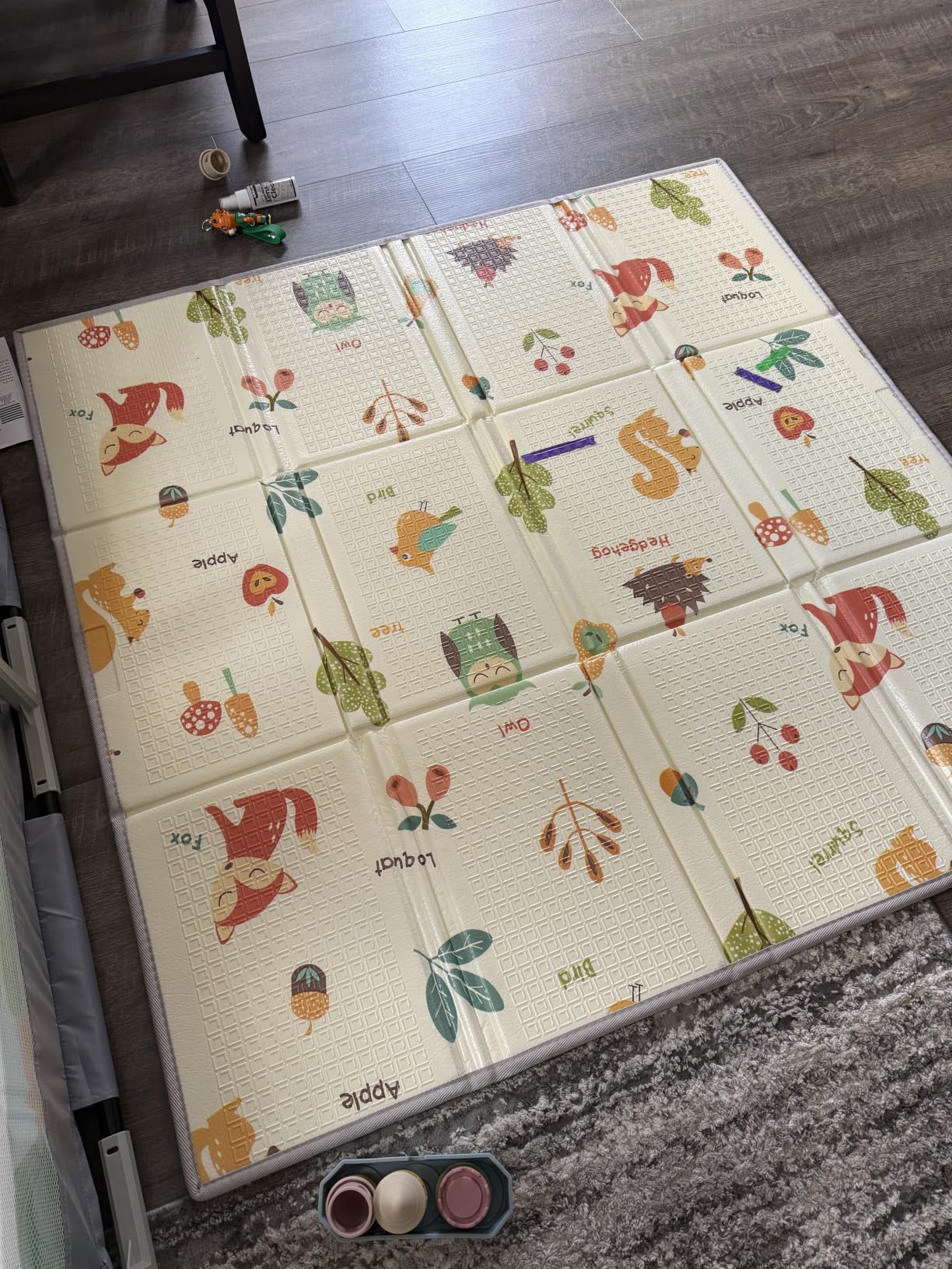 XVISHX Baby Play Mat, 50 x 50 Inch Play Mat for Baby Playpen, Foldable Baby Foam Playmat for Floor, Portable Waterproof Activity PlayMats customer photo 1