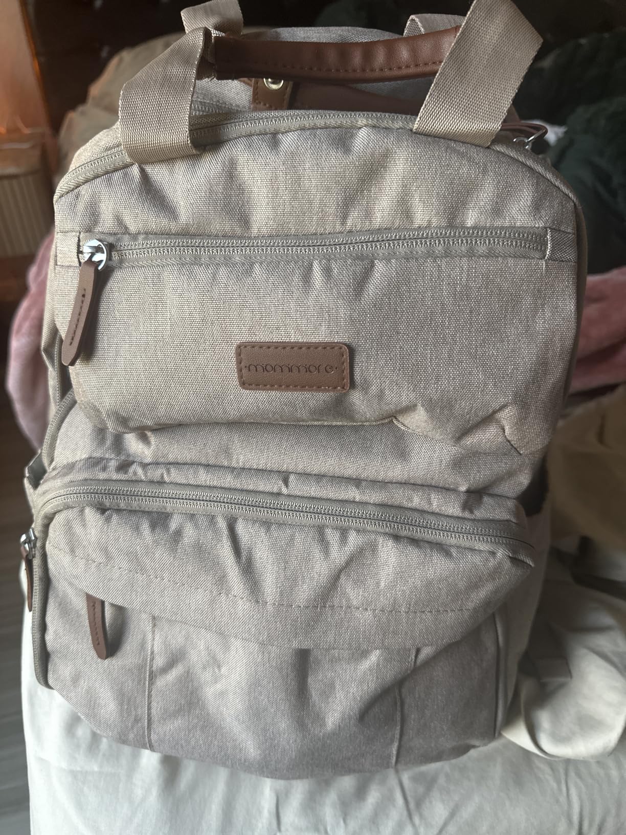 mommore Diaper Bag Backpack, Large Diaper Bag Travel Essentials for Mom Dad, Quick Access Baby Bag with Insulated Pockets, Changing Pad, Stroller Straps customer photo 1
