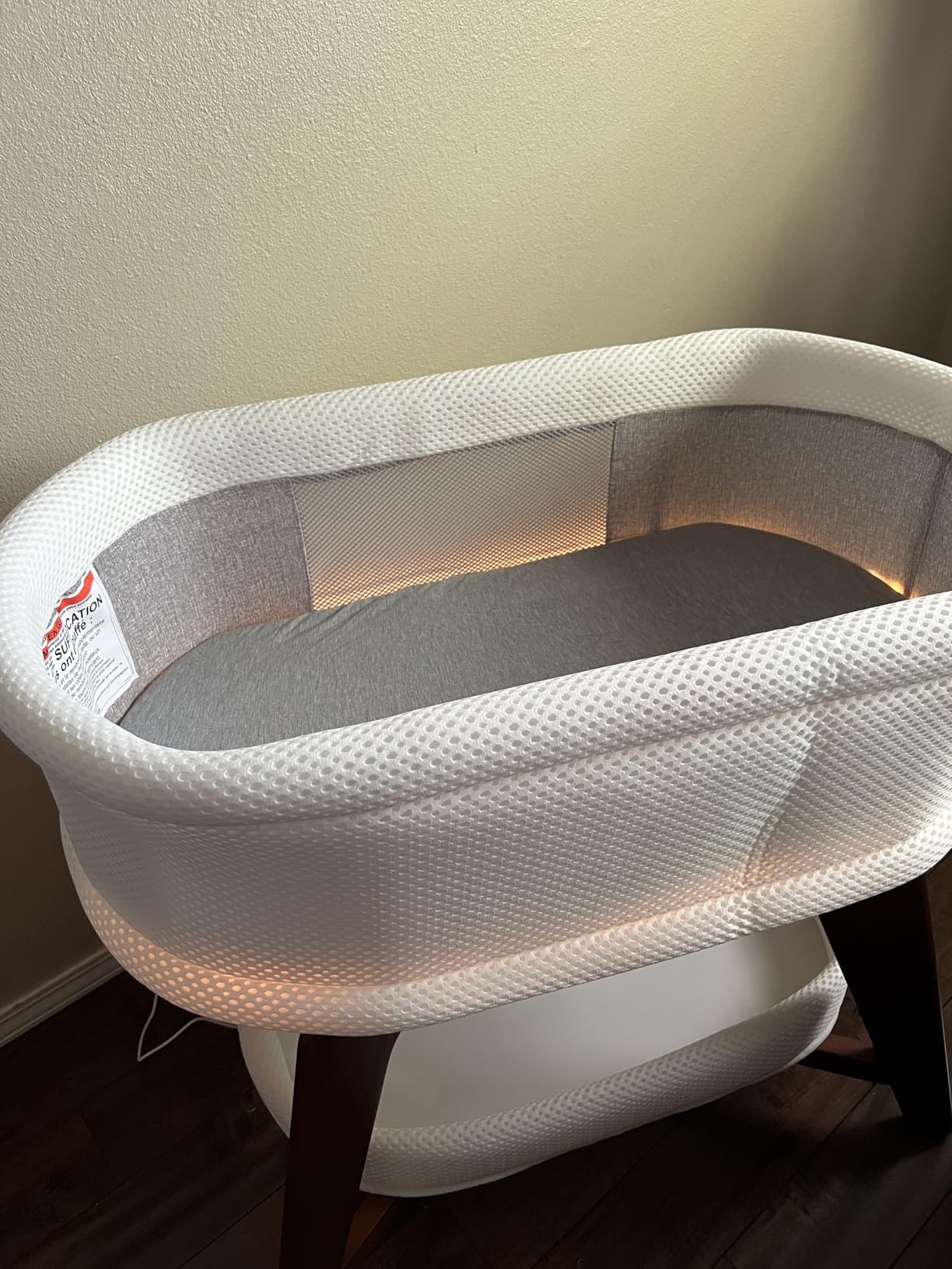 Evi Smart Baby Bassinet Beside Sleeper with Auto-Glide, Ambient Nightlight & Sensory Sounds, Compatible with Alexa and Google Home, Includes 2 Sheets customer photo 2