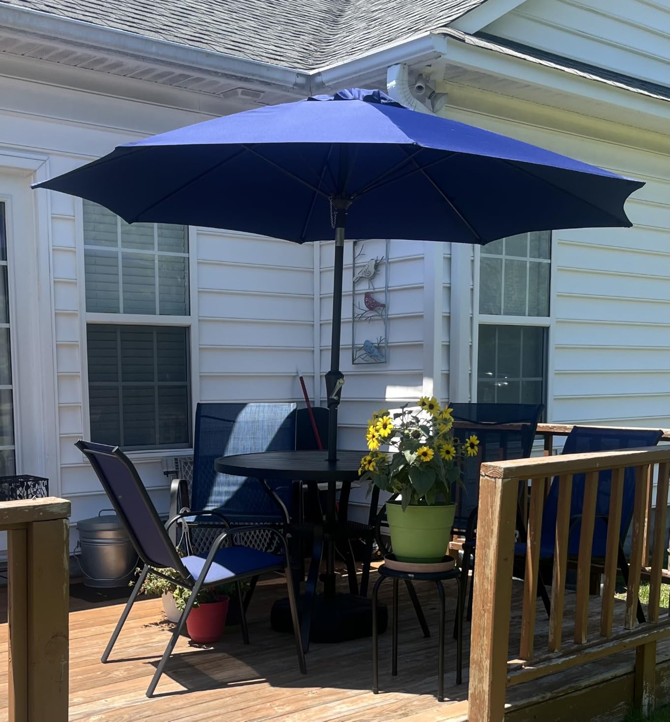 Ayge 9 FT Patio Umbrella Outdoor Table Umbrella Fiberglass Frame Beige | 9 FT fiberglass frame, crank & tilt, 8 ribs, 180G UV50+ canopy. Wind fade resistant. Suitable for patio, deck, pool, garden. customer photo 2