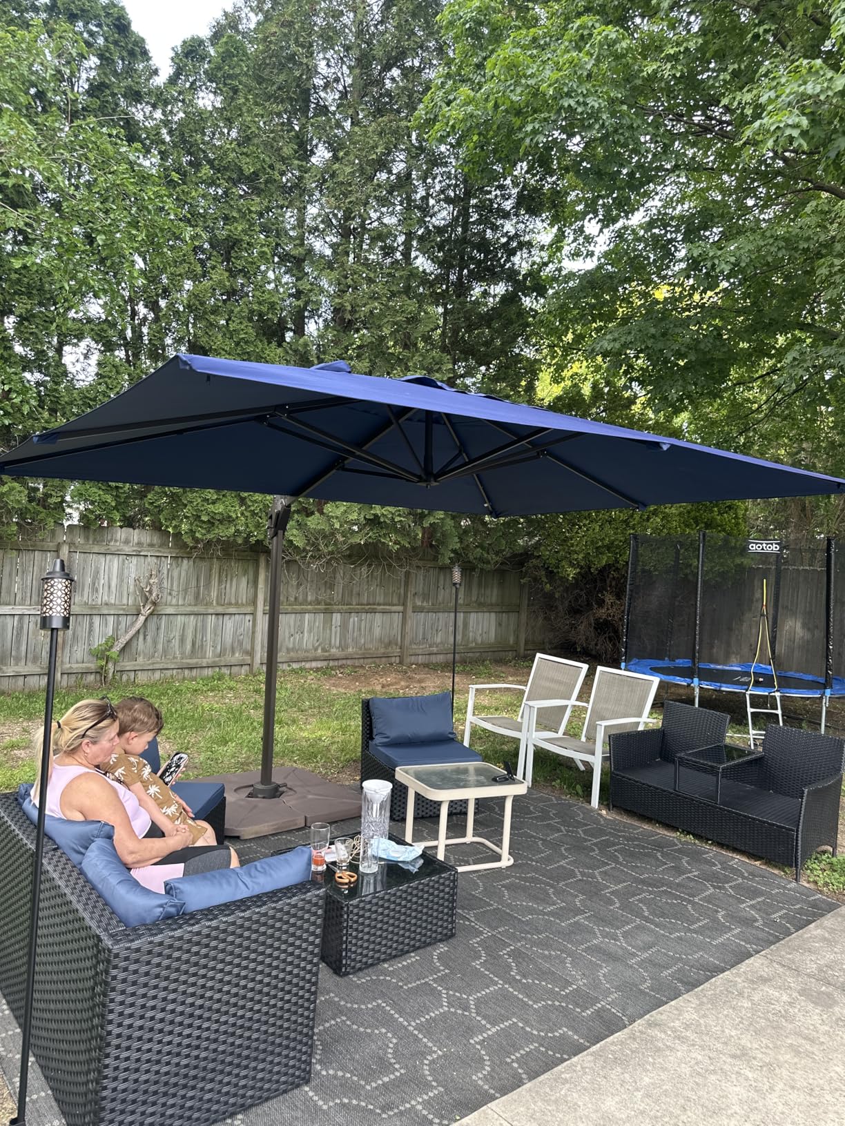 9' X 12' Cantilever Patio Umbrella Rectangular Outdoor Umbrellas | Heavy Duty Aluminum Frame, Waterproof Canopy, 7 Tilts Adjustable, 360 Rotation, for Deck Pool Garden Backyard, Beige customer photo 2