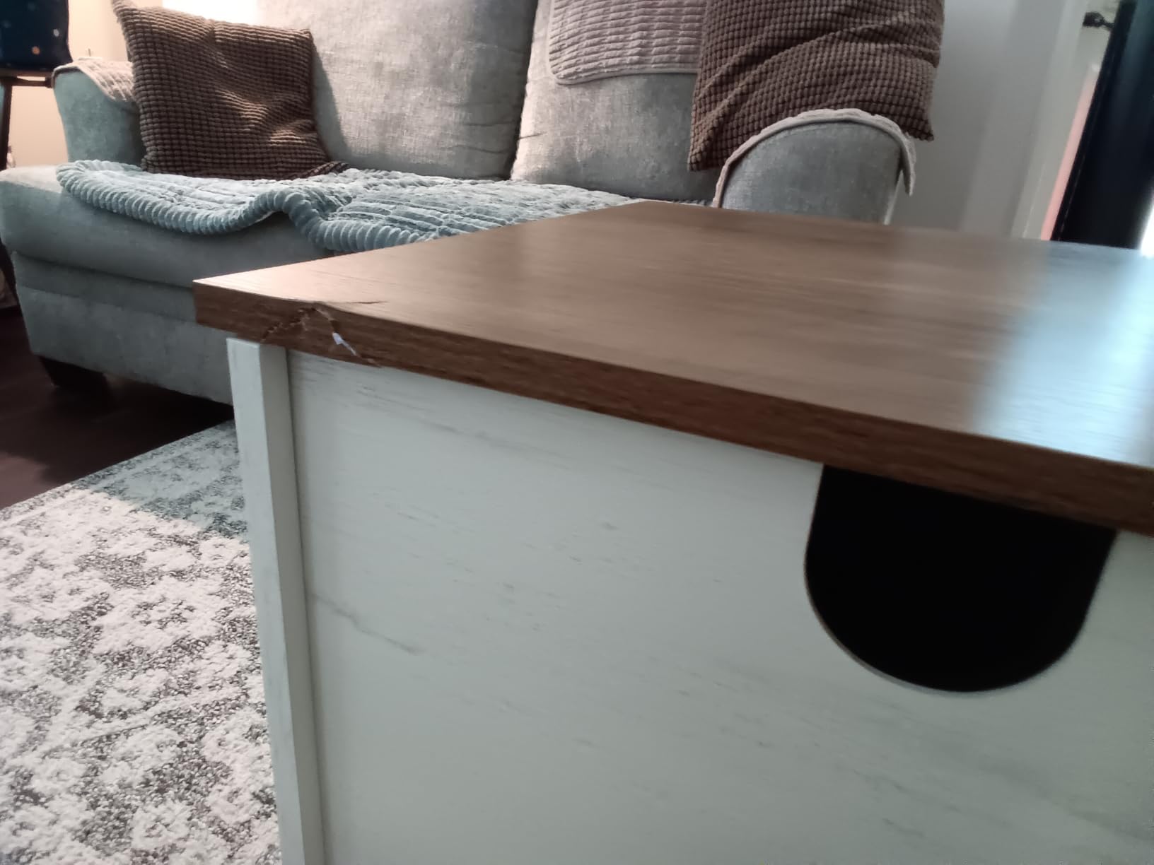 VASAGLE Farmhouse TV Stand for TVs up to 65 Inches, Entertainment Center with Storage Cabinets and Sliding Barn Doors, Media Console Table for Living Room, Rustic White and Honey Brown customer photo 2
