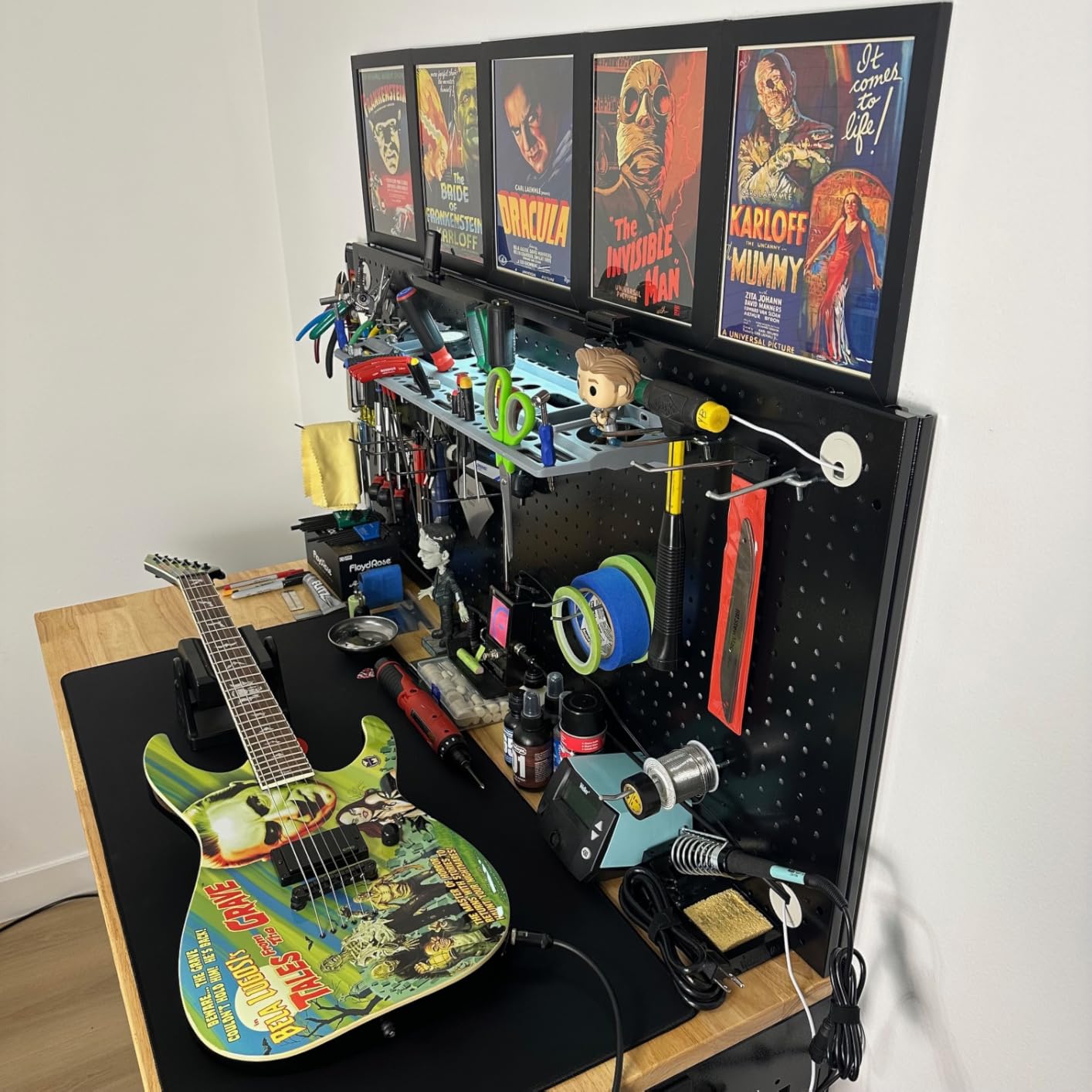 CAMMOO 48x24 Inch Garage Work Bench with Storage, Pegboard & Power Strip | Heavy Duty Adjustable Workbench With 2000 lb Load, Rubberwood Top, LED Light & ETL Outlets customer photo 2