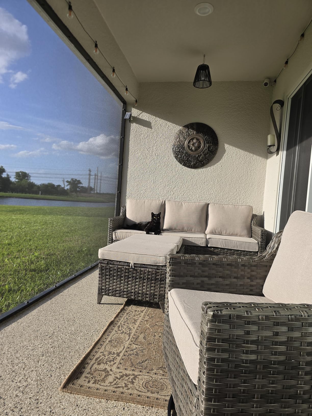 Outdoor Patio Furniture Set-5 Pieces All-Weather Wicker Outdoor Furniture with Swivel Patio Chairs Outdoor Patio Conversation Set for Garden Porch Deck Grey/Beige customer photo 2