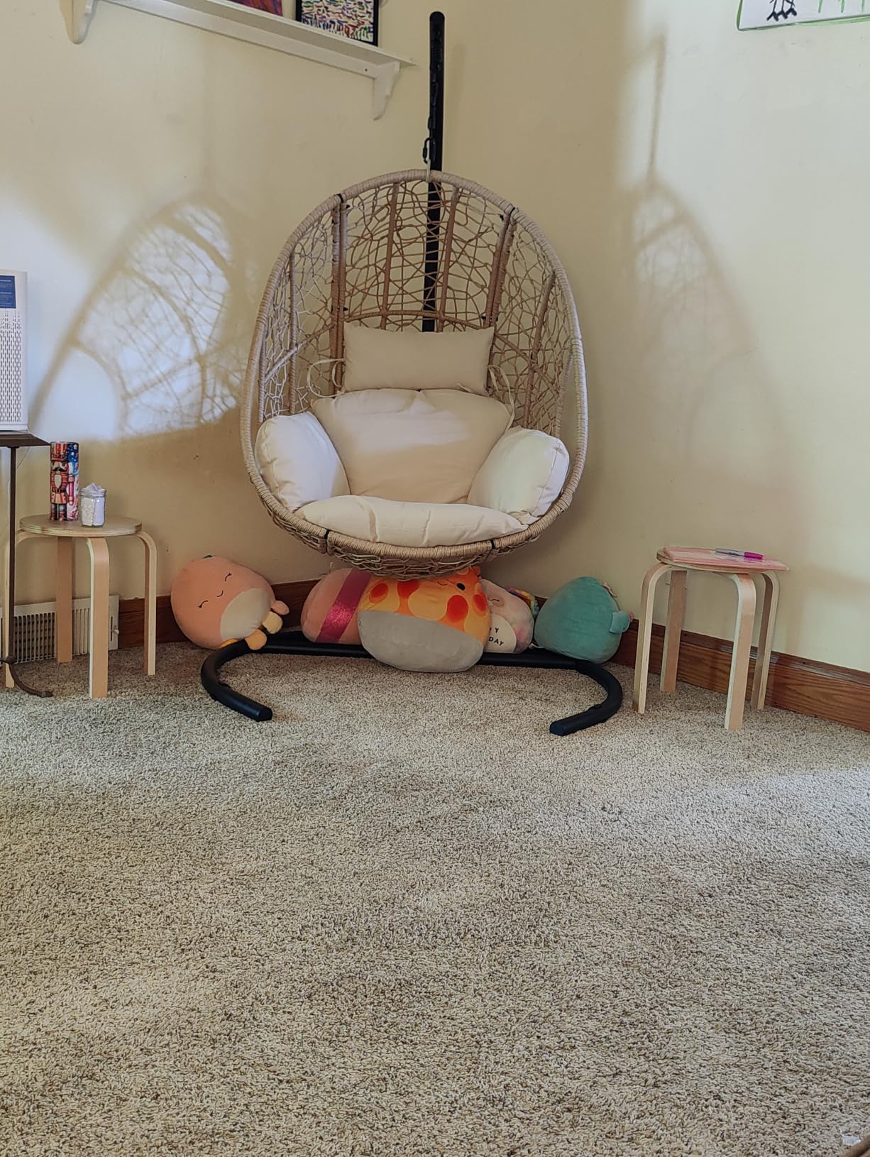 Oversized Hanging Egg Chair Outdoor Indoor, Wicker Swing Egg Chair with Stand 400lbs Capacity for Bedroom, Patio, Garden and Balcony (Beige-nest, Oversize) customer photo 1