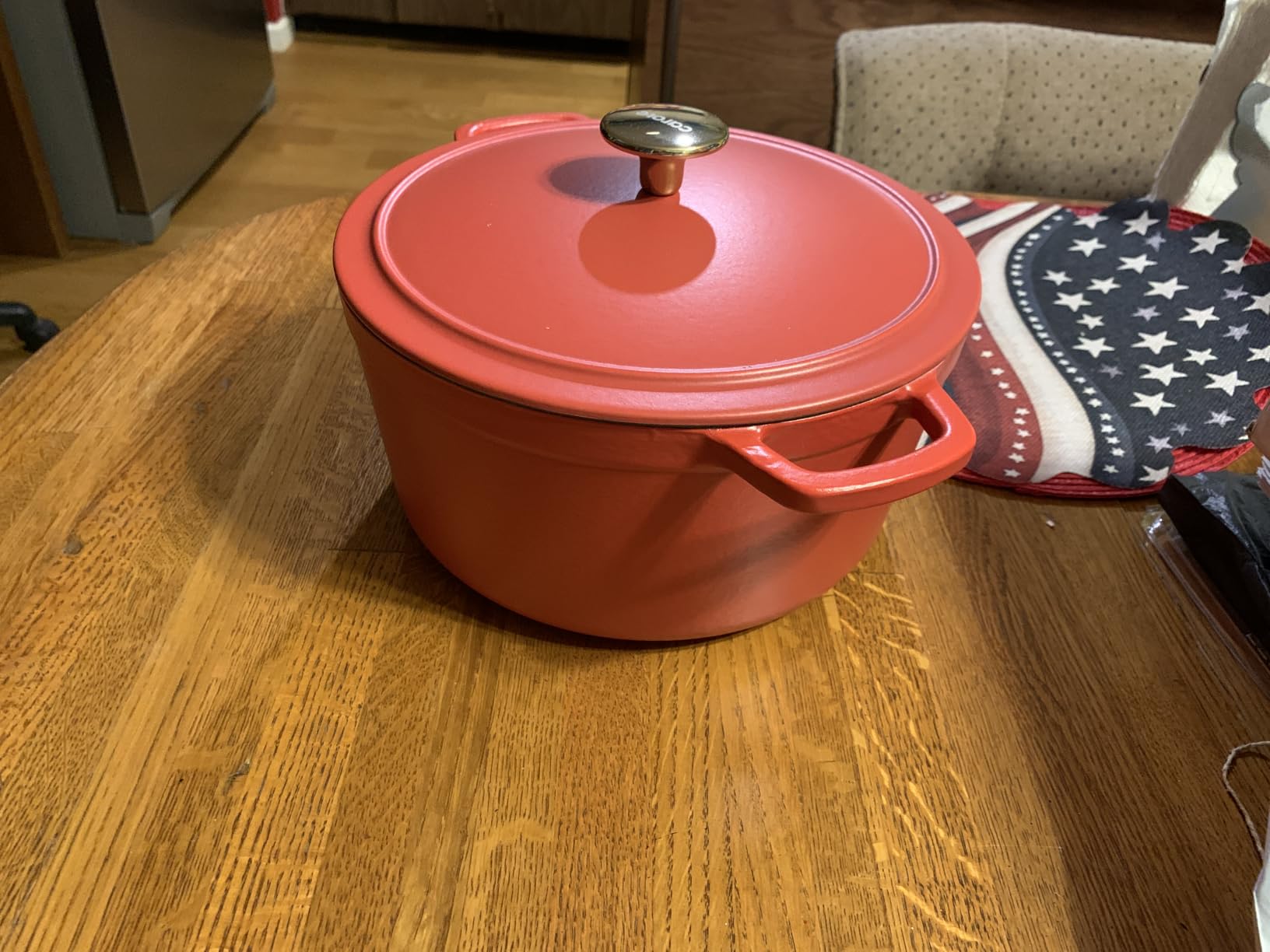 CAROTE 5QT Enameled Cast Iron Dutch Oven Pot with Lid, Heavy-Duty Dutch Oven for Sourdough Bread Baking, Braising, Stews, Roasting, Healthy & Non-Toxic, Dual Handles, All Stovetop Compatible, Oven Safe up to 500° F, Cream White customer photo 1