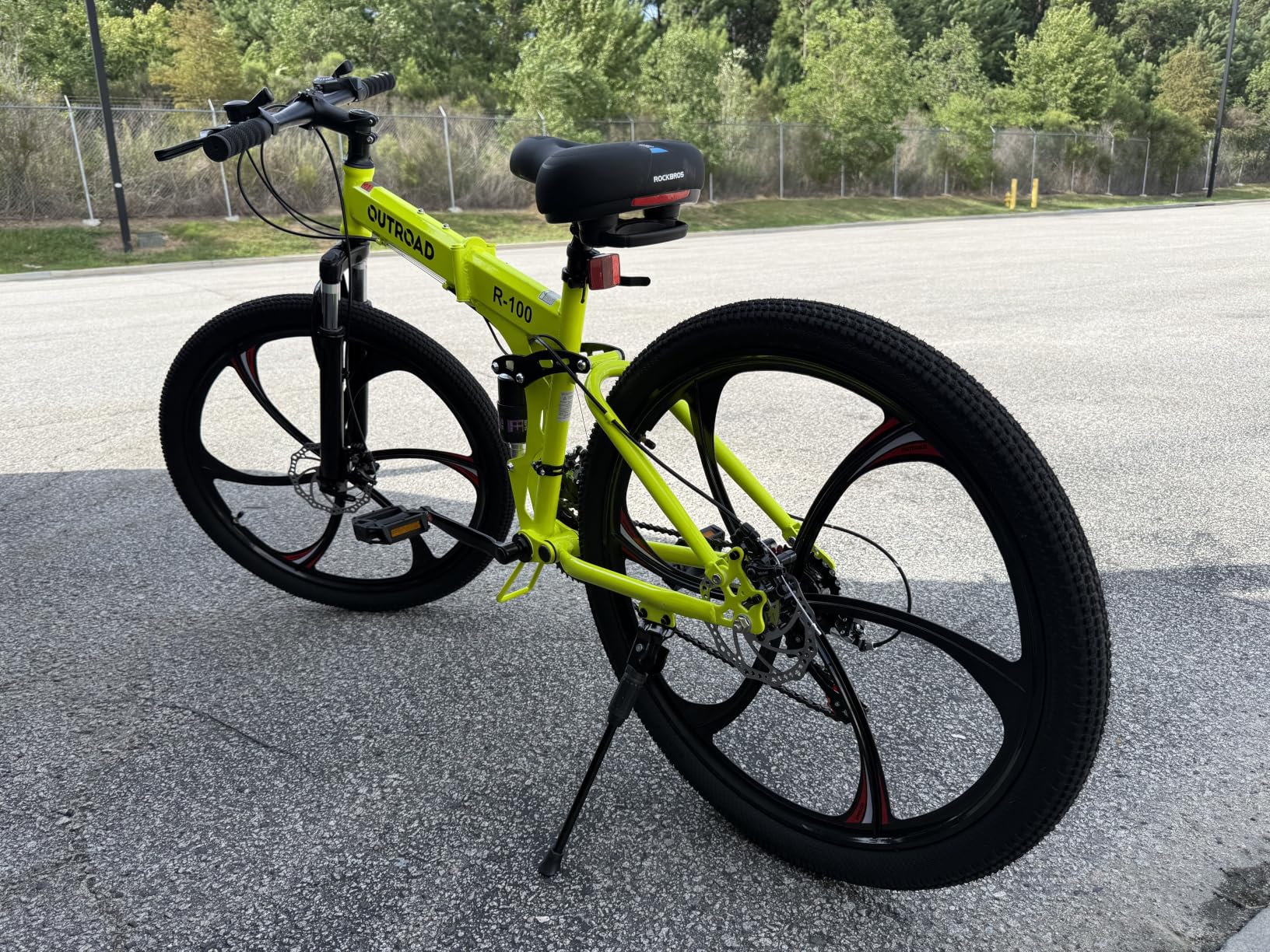 Outroad 26 Inch Folding Mountain Bike, 21 Speed Full Suspension High-Carbon Steel MTB Foldable Bicycle, Dual Disc Brake customer photo 1