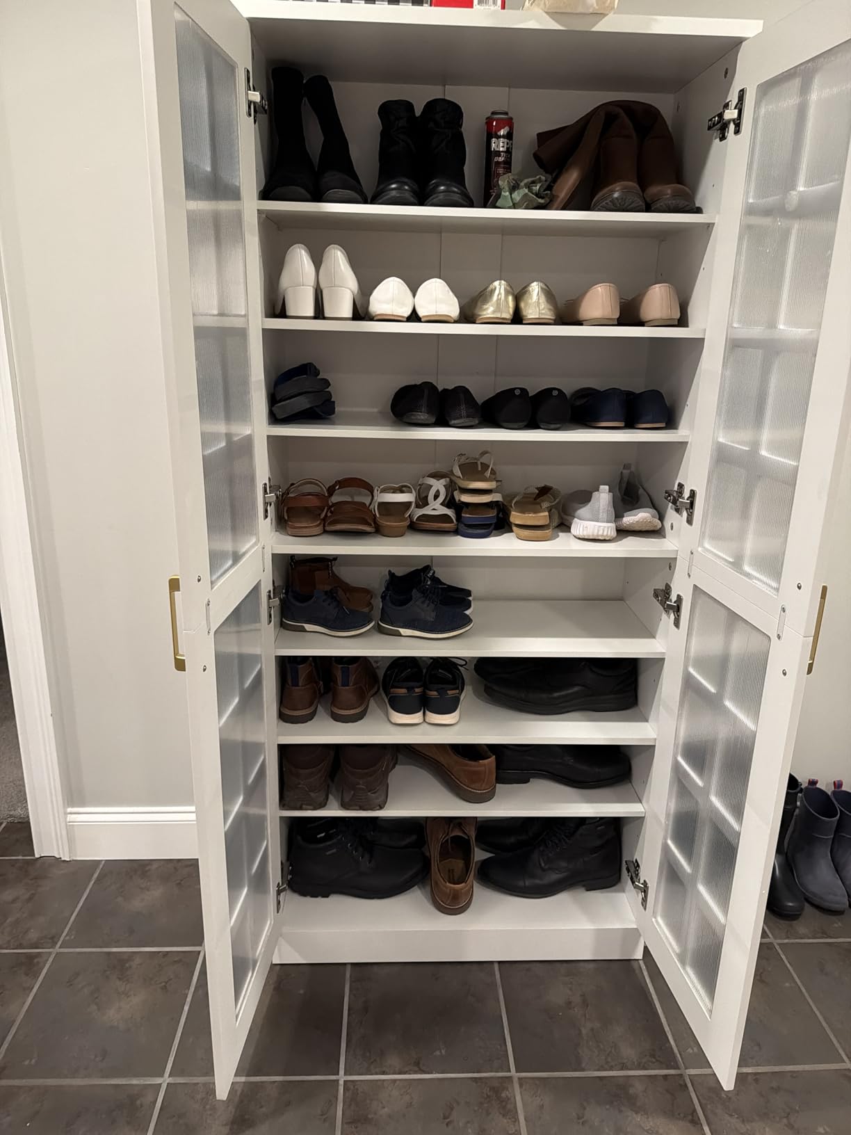Tribesigns Tall Shoe Cabinet with Doors, 8-Tier Modern Shoe Storage Cabinet | Shoe Rack Cabinet with Adjustable Shelves, Stable and Sturdy, Tall Shoe Organizer for Entryway, Hallway, Closet, White customer photo 1