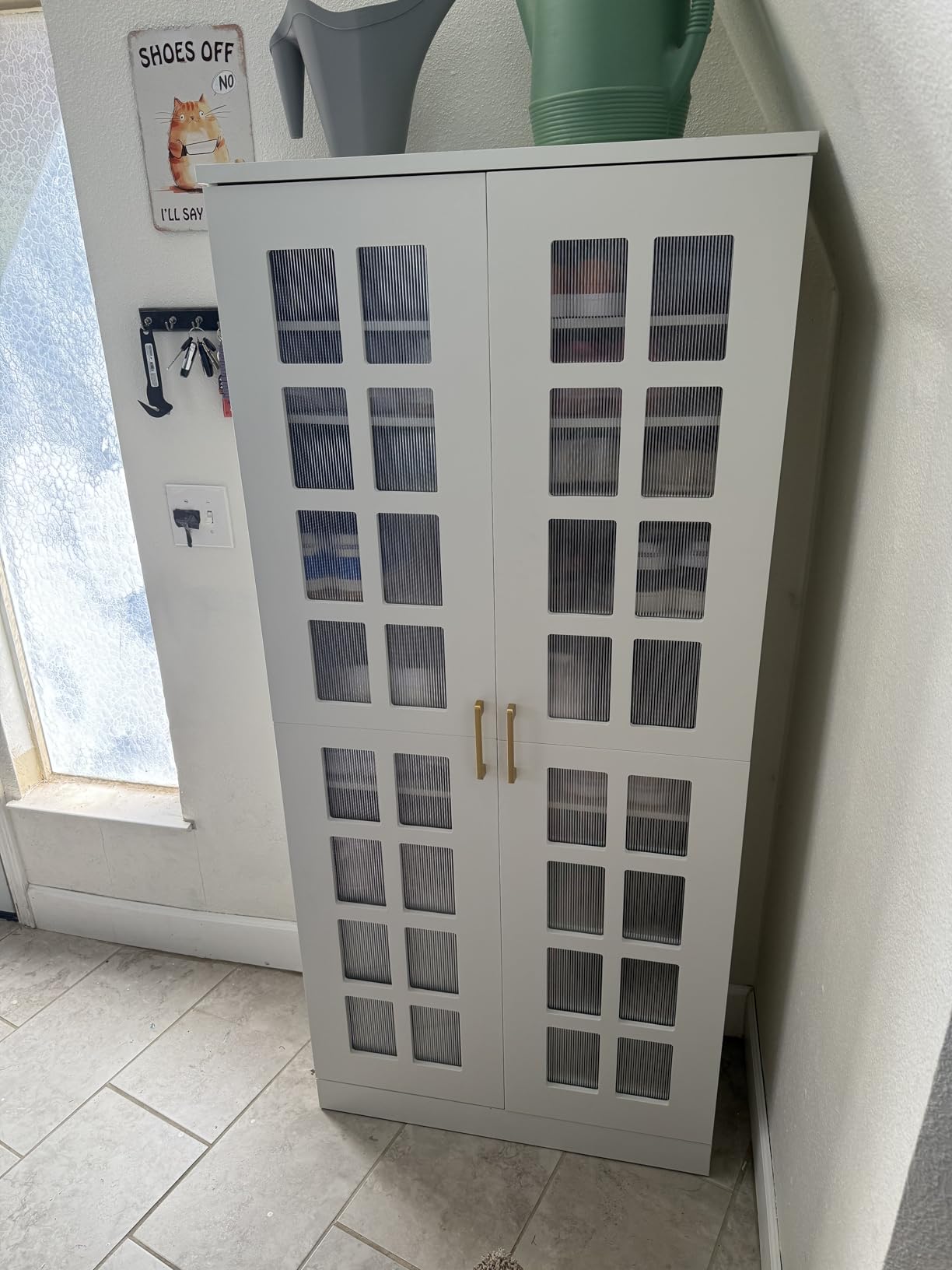Tribesigns Tall Shoe Cabinet with Doors, 8-Tier Modern Shoe Storage Cabinet | Shoe Rack Cabinet with Adjustable Shelves, Stable and Sturdy, Tall Shoe Organizer for Entryway, Hallway, Closet, White customer photo 2
