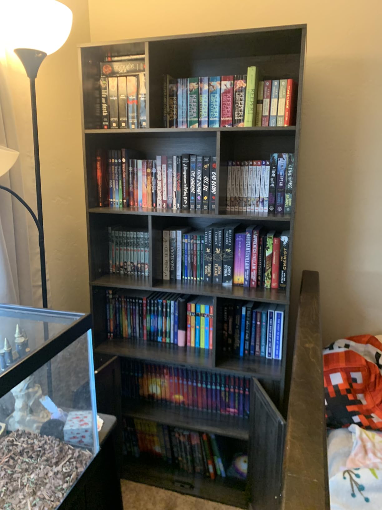 IRONCK 4-Tier Bookcase with Doors, Tall Storage Bookshelf, Charcoal Gray | 8 Open Cubes for Display and Storage, Cabinet Doors Keep Items Neatly Out of Sight, Suitable for Living Room, Office customer photo 2