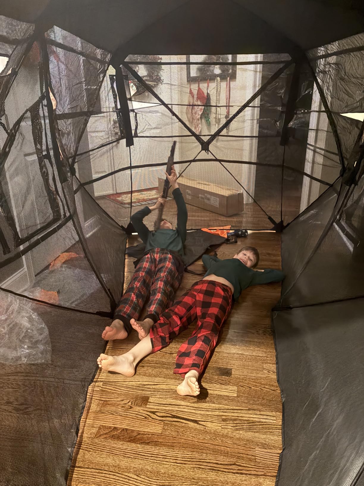 Hunting Blind, 360 Degree See Through Ground Blind for 4-6 Person, Pop Up Blind for Deer Hunting, 300D Tear-Resistant Fabric customer photo 1