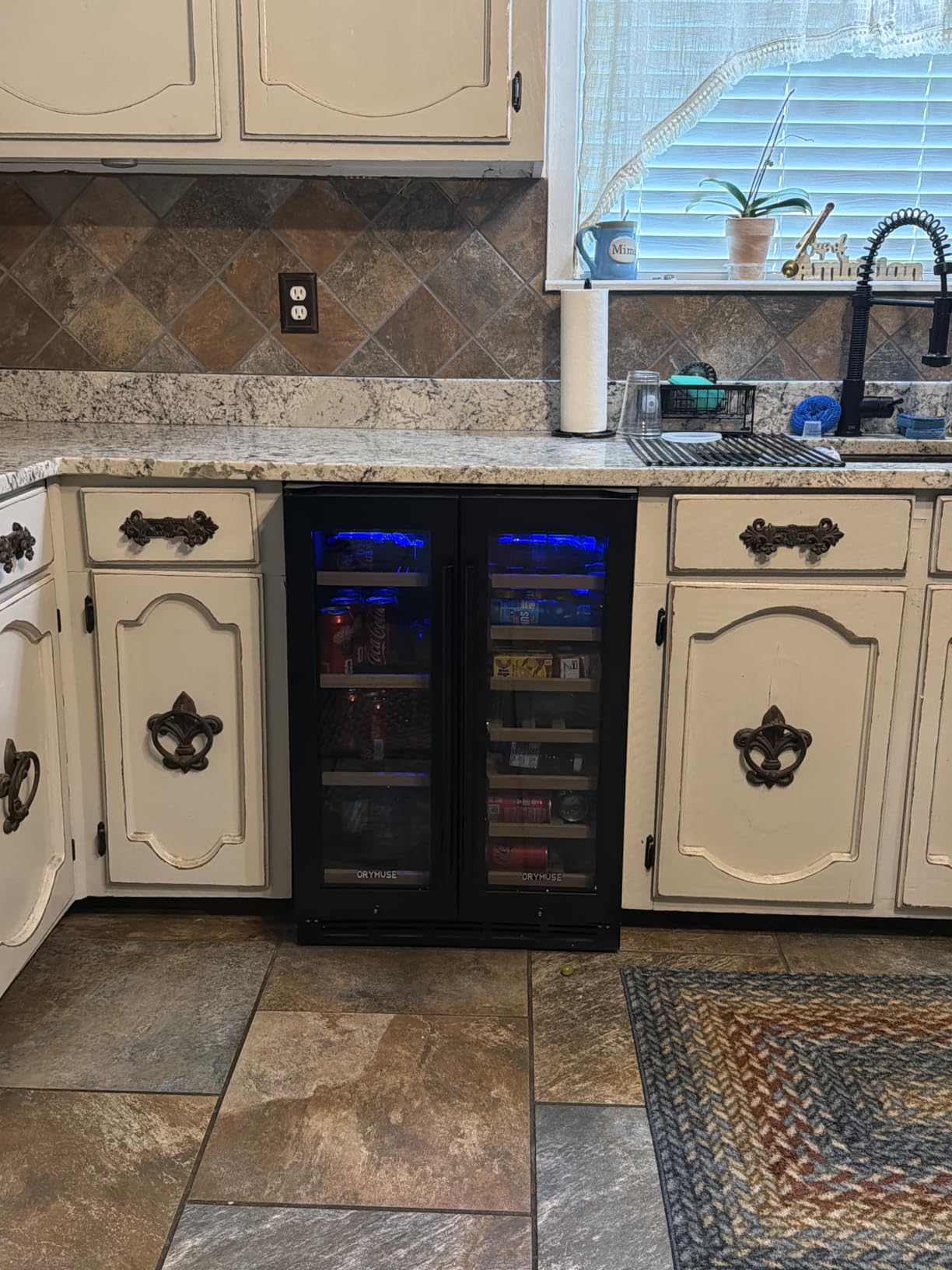 ORYMUS 15 Inch Beverage Refrigerator, 130 Cans Drink Fridge with Glass Door & Lock, Under Counter or Freestanding Beverage Cooler for Soda, Beer & Water, Upgraded Quiet Compressor, Memory Temp, Black customer photo 1