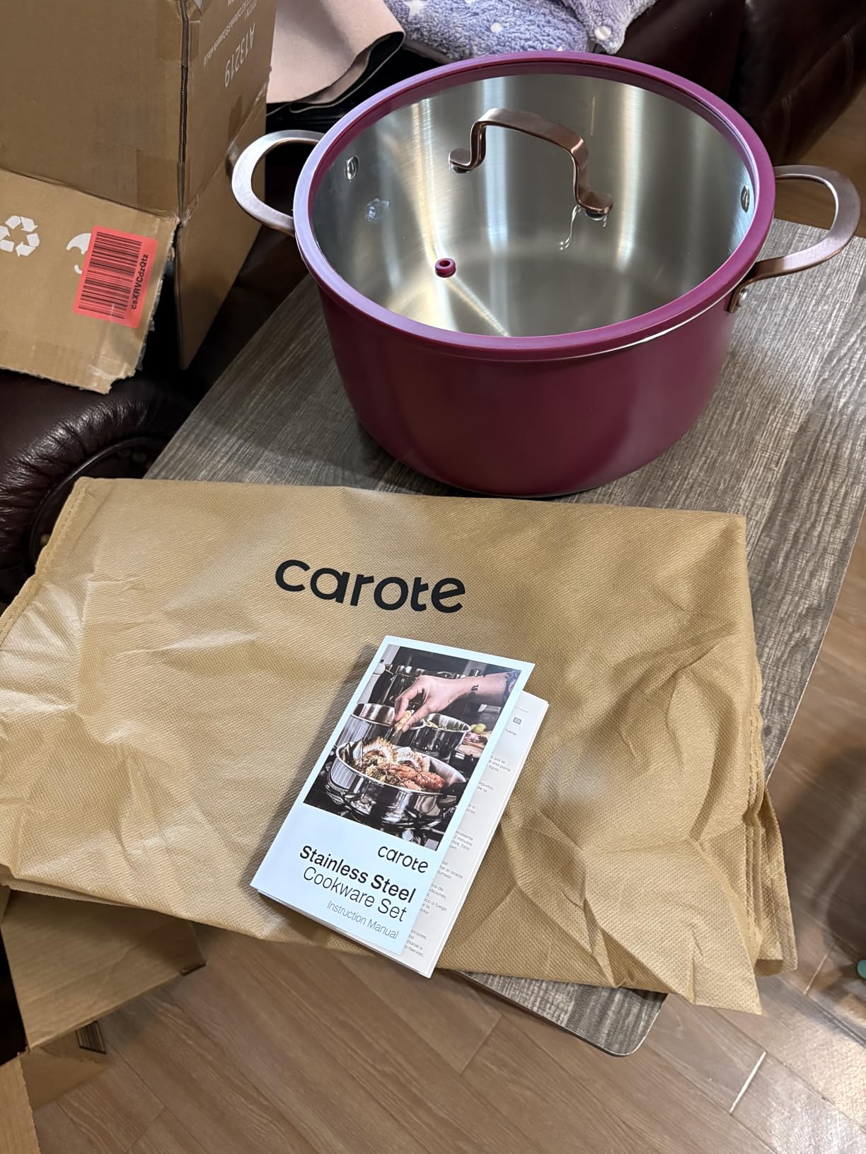 CAROTE 8QT Full Clad Tri Ply Stainless Steel Stock Pot with Lid | All Stoves Compatible, Oven & Dishwasher Safe, Stay Cool Handle, White, Cookware for Simmer customer photo 2