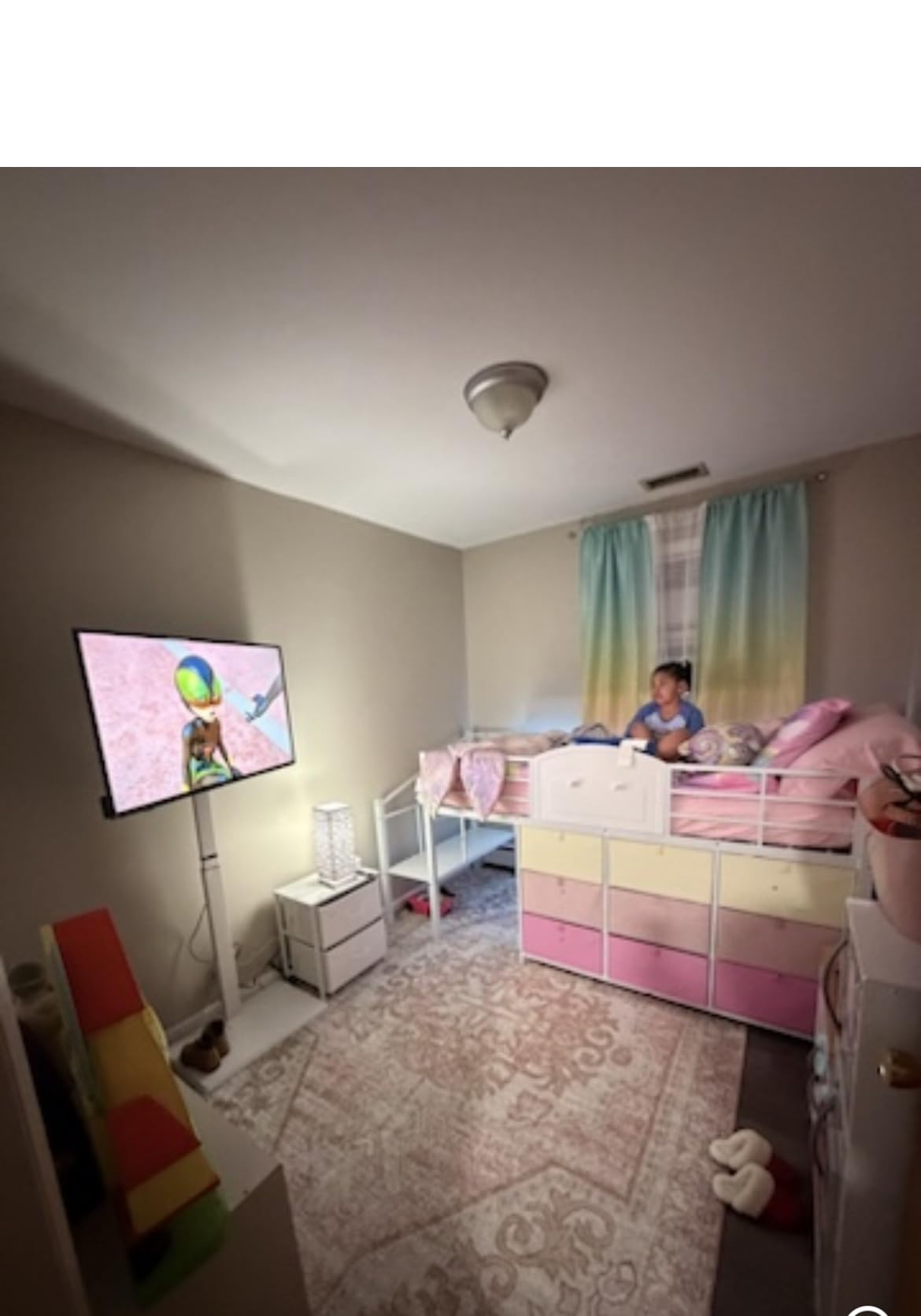 Low Loft Bed Twin Size with 9 Storage Drawers and LED Lights, Metal Twin Loft Bed with Stairway Shelf Storage, Low Loft Bed with Safety Guardrail and Under-Bed Hideaway for Kids, Grey customer photo 1