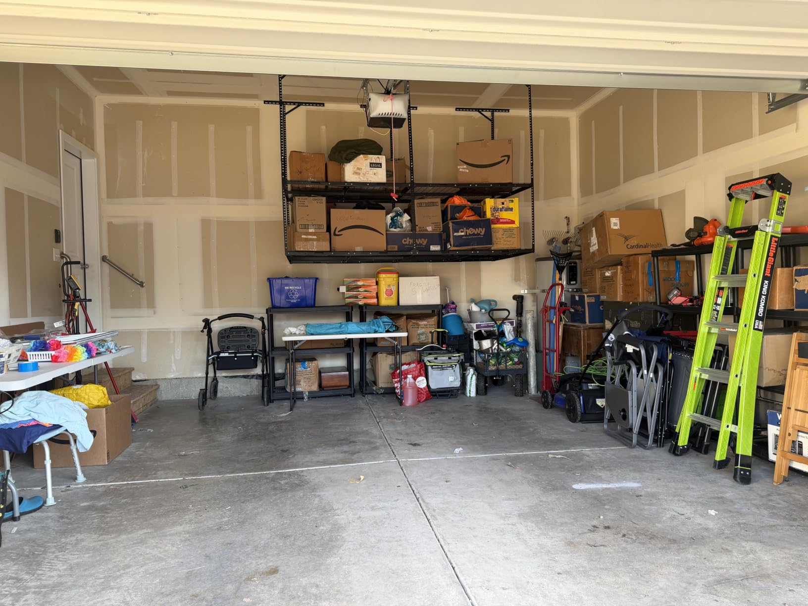 FLEXIMOUNTS 4x8 2-Tier Overhead Ceiling Garage Storage Rack, Black | Heavy-duty metal, 1000 lb capacity, Adjustable height, Double-layer storage, 9-15 ft garage, Organization system customer photo 2