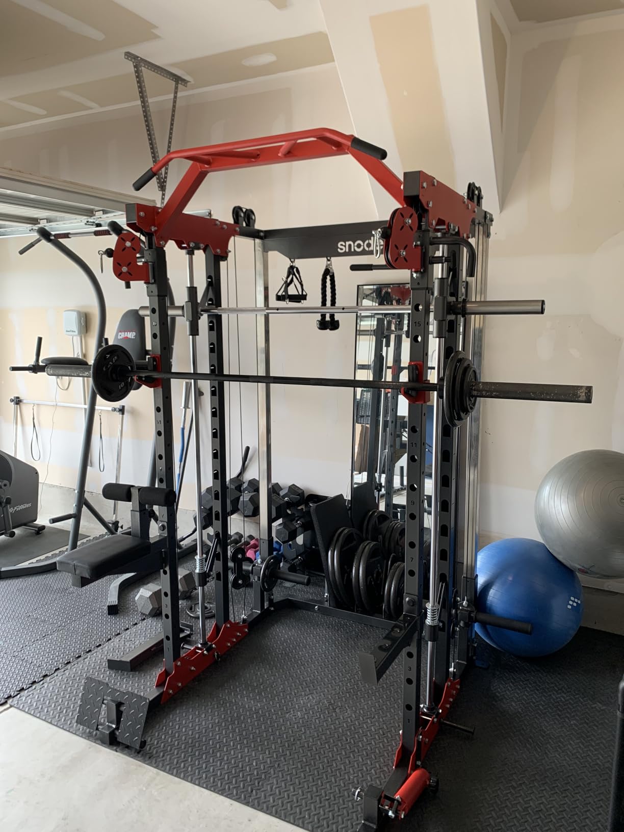 SNODE ALL10 Smith Machine for Home Gym, Power Rack with Cable Crossover, Squat Rack with Leg Press and Advanced LAT Pull-Down Seat, 2000LB Weight Capacity customer photo 2
