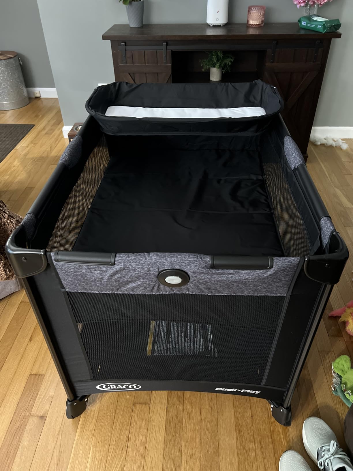 Graco Pack n' Play CareSuite Playard, Portable Playpen with Baby Bassinet, Changing Table, Sky customer photo 2