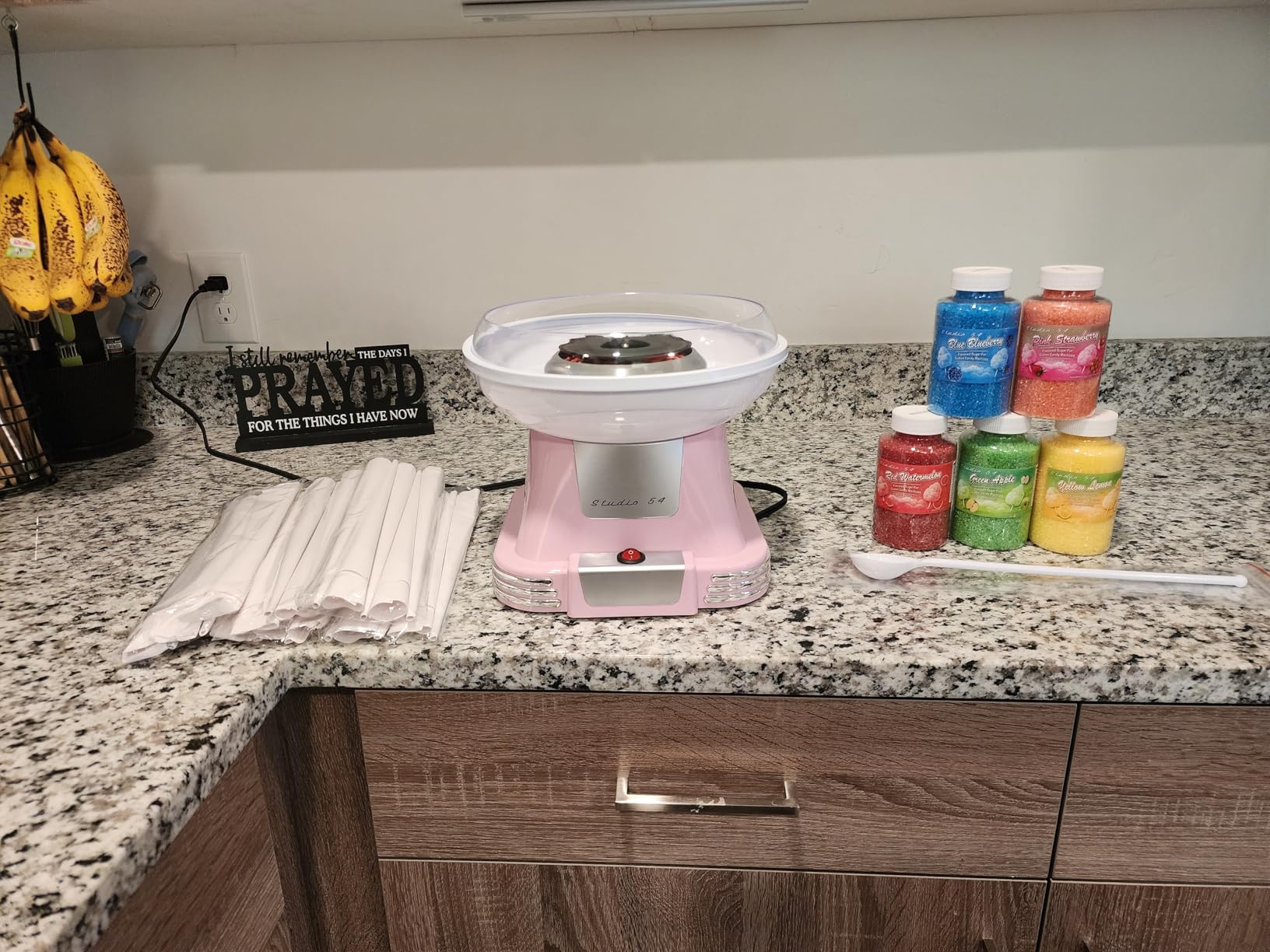 Retro Cotton Candy Machine with 5 Jars (11oz Each) Floss Sugar, 50 Paper Cones, Easy Cleanup Cotton Candy Maker, Durable Retro Design, Makes 20-30 Servings per Jar, BPA & Lead Free customer photo 1