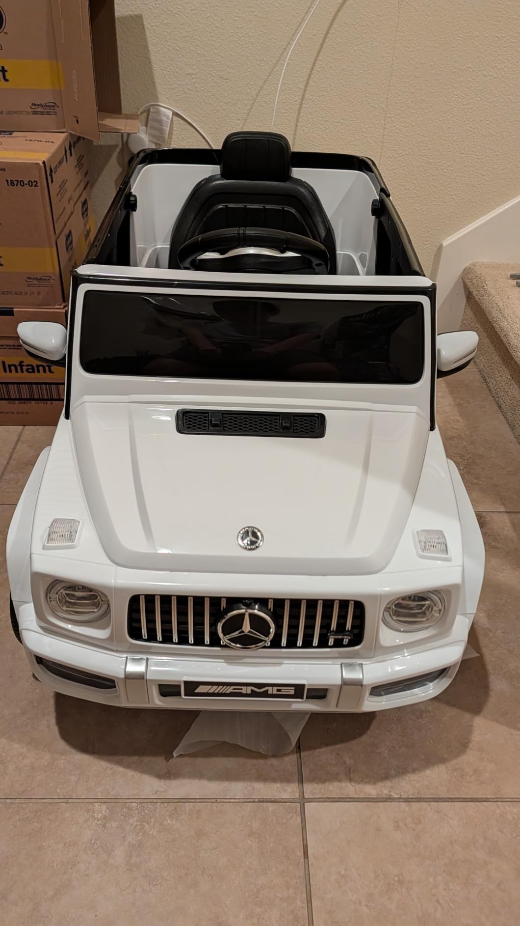 Licensed Mercedes-Benz AMG G63 Ride on Toys, Electric Car for Kids W/Parents Control, Electric Powered G Wagon Ride On Truck Toy, Low Battery Prompt, Bluetooth, Flickering Lights/LED Lights, White customer photo 1
