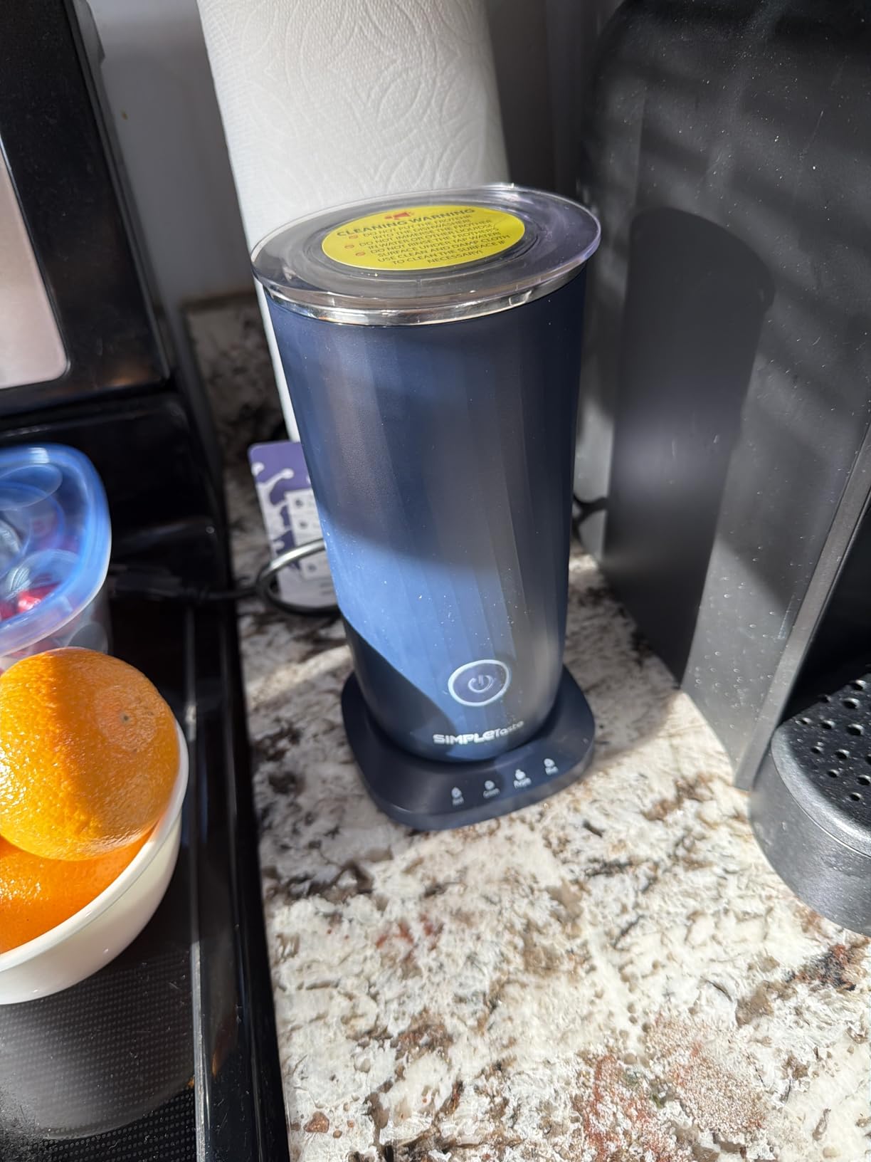SIMPLETASTE Milk Frother, 4-in-1 Electric Automatic Milk Steamer, Dark Blue | Warm and Cold Foam Maker and Milk Warmer for Latte, Cappuccino, Macchiato customer photo 1