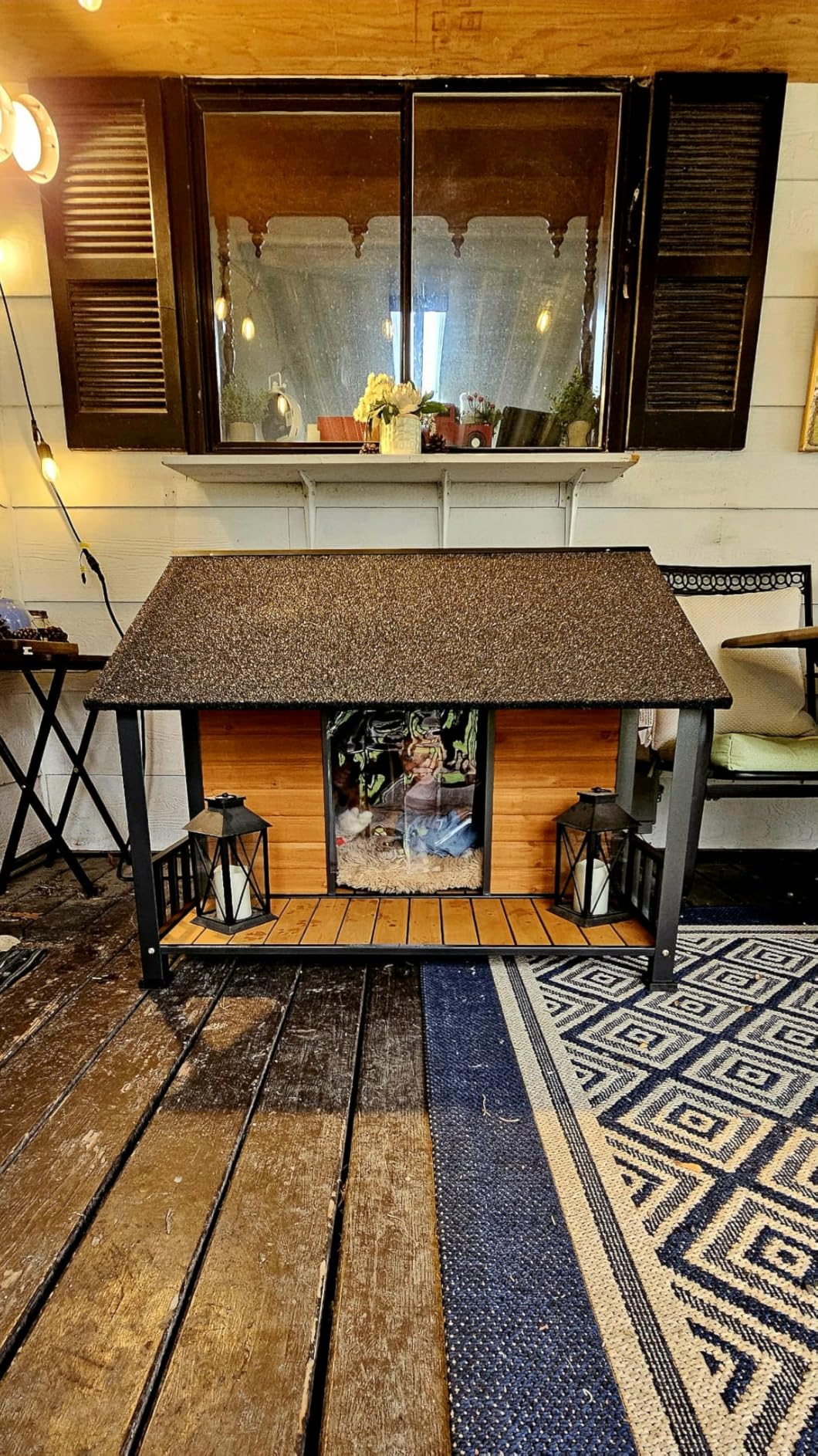 Extra Large Heated Dog House Outdoor for Large Breed Dogs, Insulated Dog Kennel Outside, Metal Frame, Weatherproof Dog Shelter with Porch and Elevated Floor, for XL Big Dog (Heating Pad) (Brown) customer photo 2
