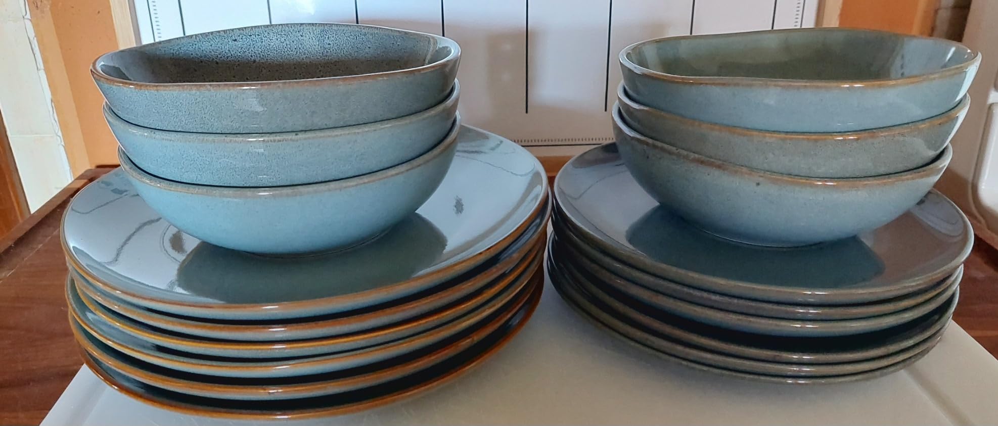 Oneida Organic Shades Blue Stoneware 18-Piece Dinnerware Set for 6 | dishwasher safe | plates and bowls sets for kitchen and dining | 10.25 inch plate, dish set, dishes | 2 inch, 28oz customer photo 2