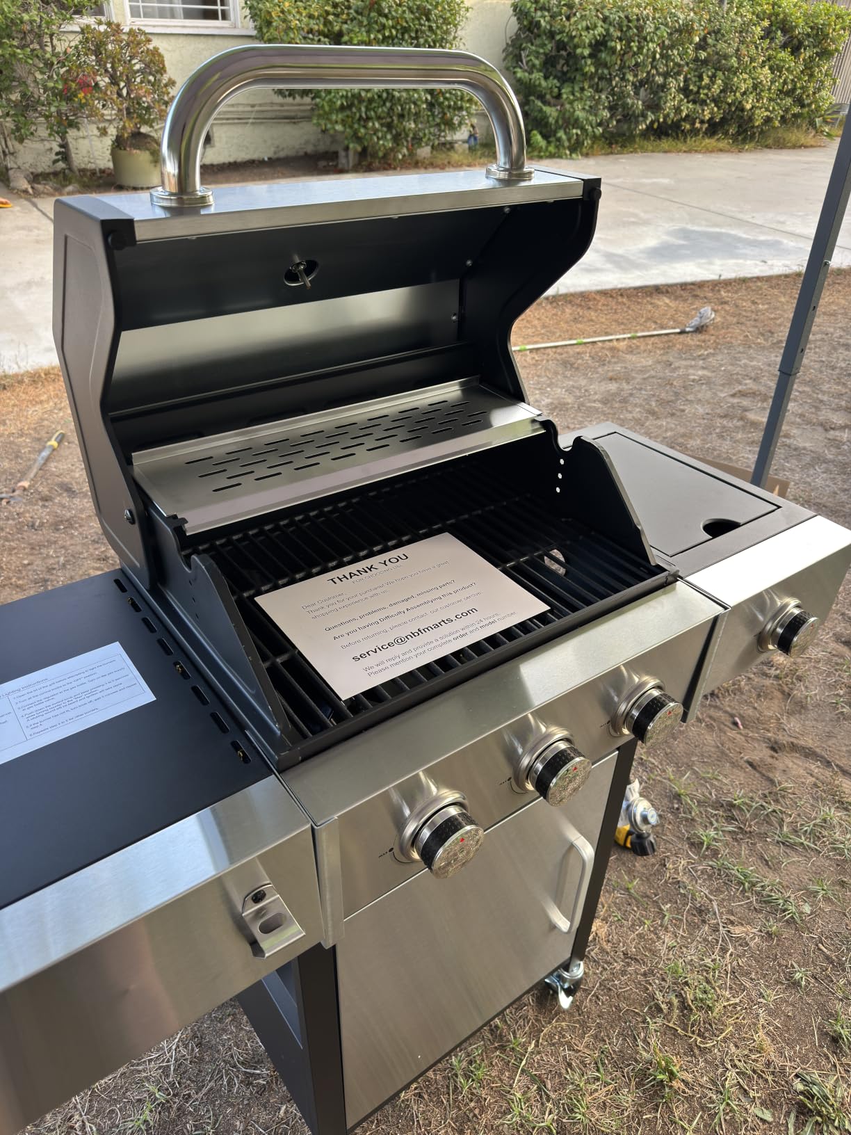 3-Burner Propane Gas Grill 39,000 BTU with Side Burner, Stainless Steel Double-Layer Lid & Porcelain-Coated Cast Iron Grates, Fast Even Heating for Backyard BBQ Camping Tailgating customer photo 1