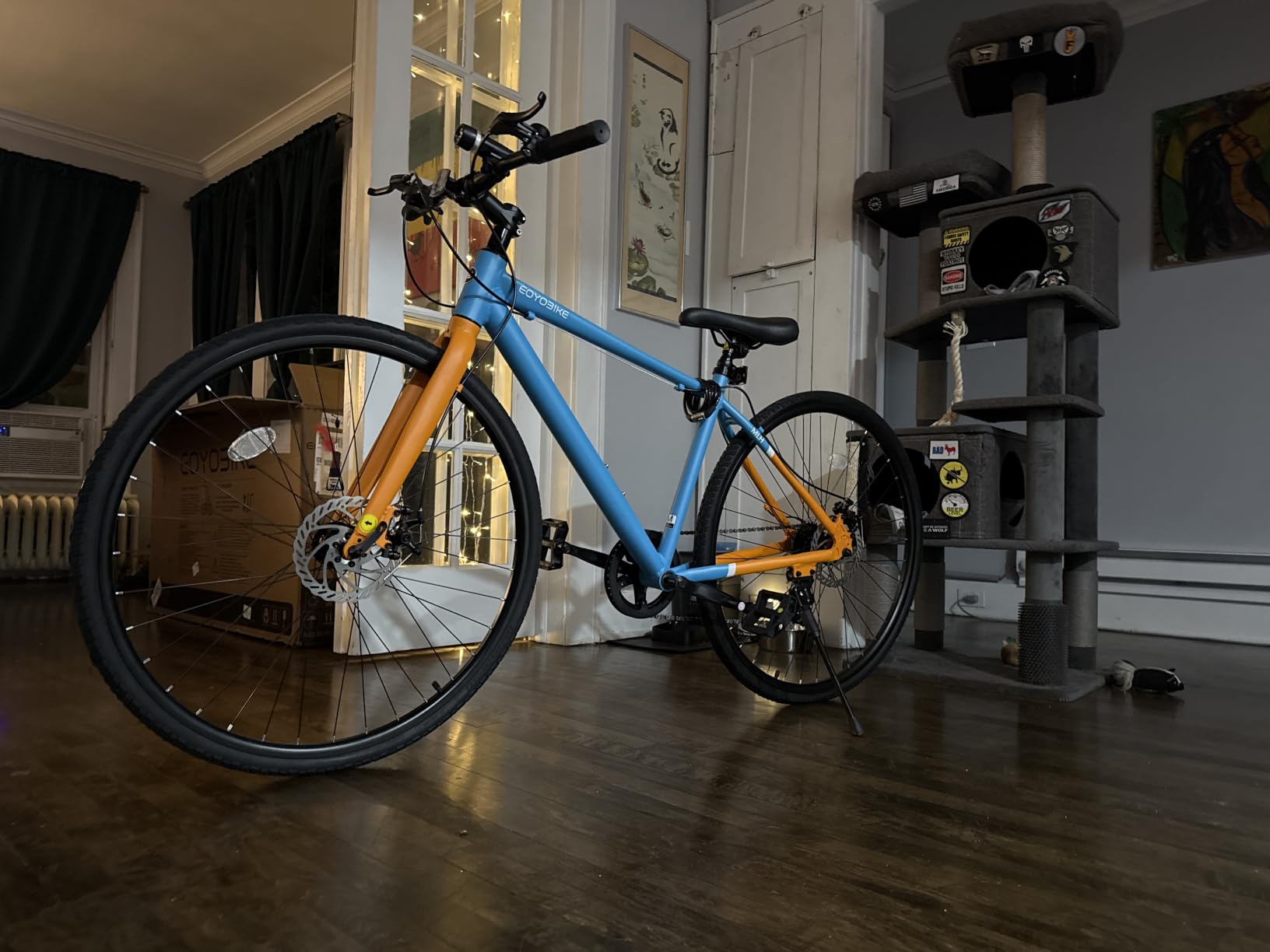 MOONCOOL Hybrid Bike for Men, 700C Aluminum 29LB Ultra-Light 8 Speed Commuter Bike, 350lb Loading, 29
