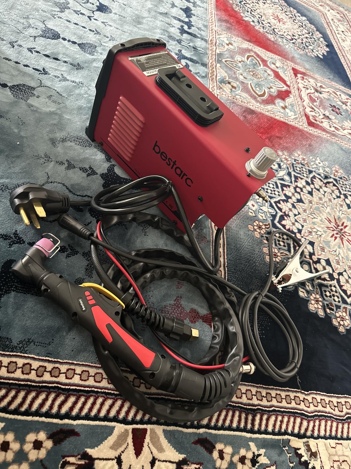Pilot Arc Plasma Cutter, [Large LED Display][Air Sensor] 50 Amp Plasma Cutter Machine 110/220V Dual Voltage, 1/2'' Clean Cut 3/4 Inch Max Cut, Post Flow Mesh, 2T/4T for Beginners DIY, Red customer photo 1