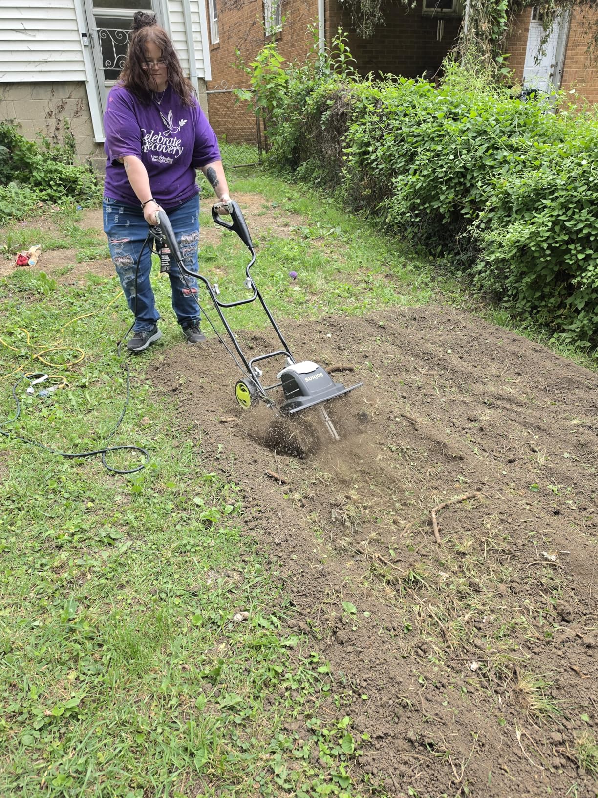Sun Joe Corded Electric Garden Tiller & Cultivator with 15-Amp Motor and 6 Steel Tines - Heavy-Duty Rototiller with 15.7