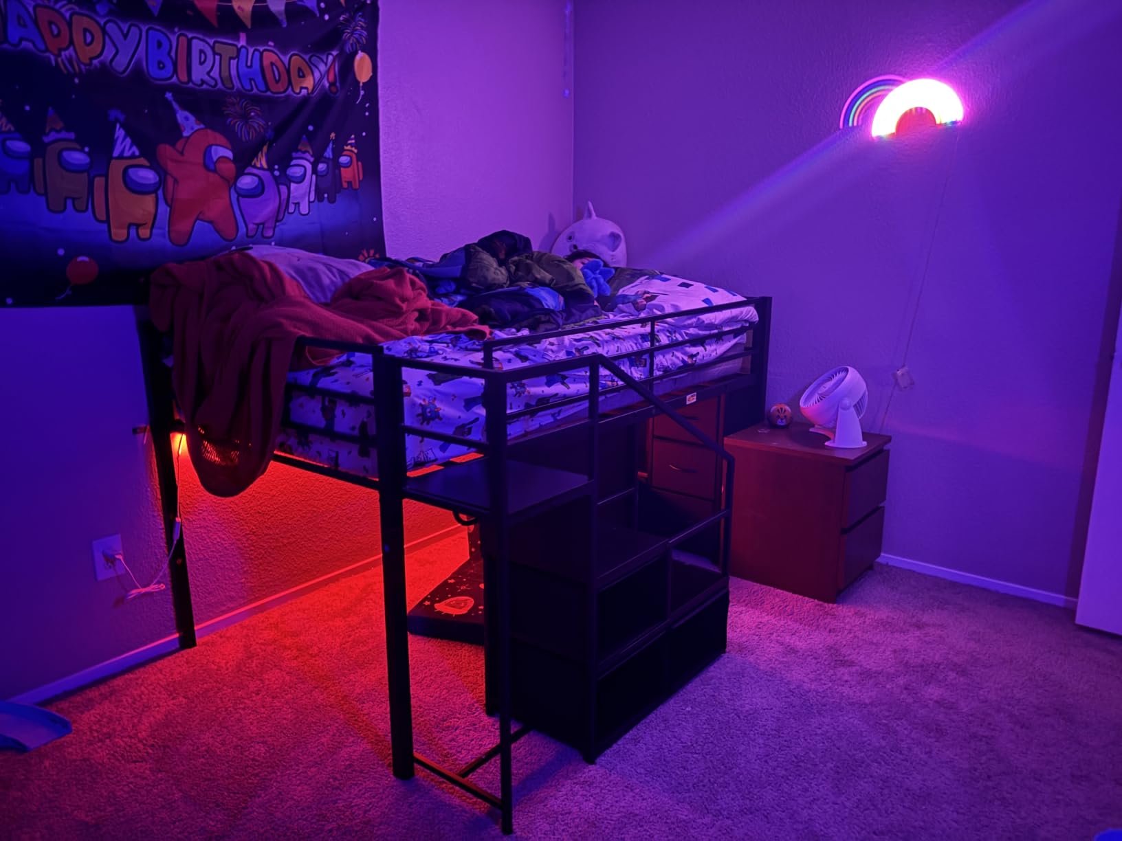 BTHFST Low Loft Bed Twin Size with Stairs & LED Lights, Kids Loft Bed with 7 Storage Drawers & 3 Open Cubbies & Handy Clothes Rail, Twin Loft Bed with Safety Guardrail, Under-Bed Play Area, Black customer photo 2