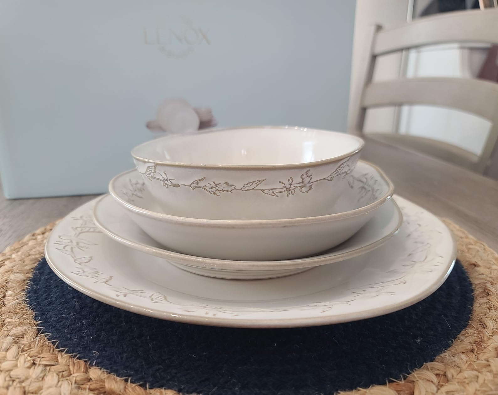 Lenox Homespun Stoneware 16-Piece Dinnerware Set for 4 | dishwasher safe, microwave safe | plates and bowls sets for kitchen and dining | 10.51 inch plate, dish set customer photo 1