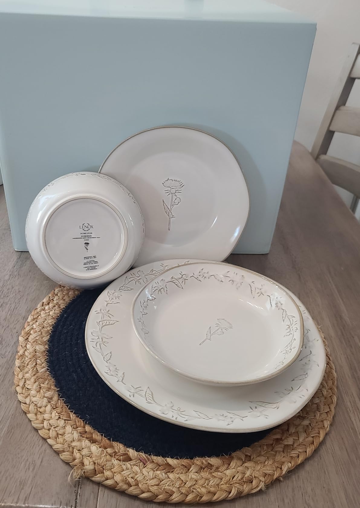Lenox Homespun Stoneware 16-Piece Dinnerware Set for 4 | dishwasher safe, microwave safe | plates and bowls sets for kitchen and dining | 10.51 inch plate, dish set customer photo 2
